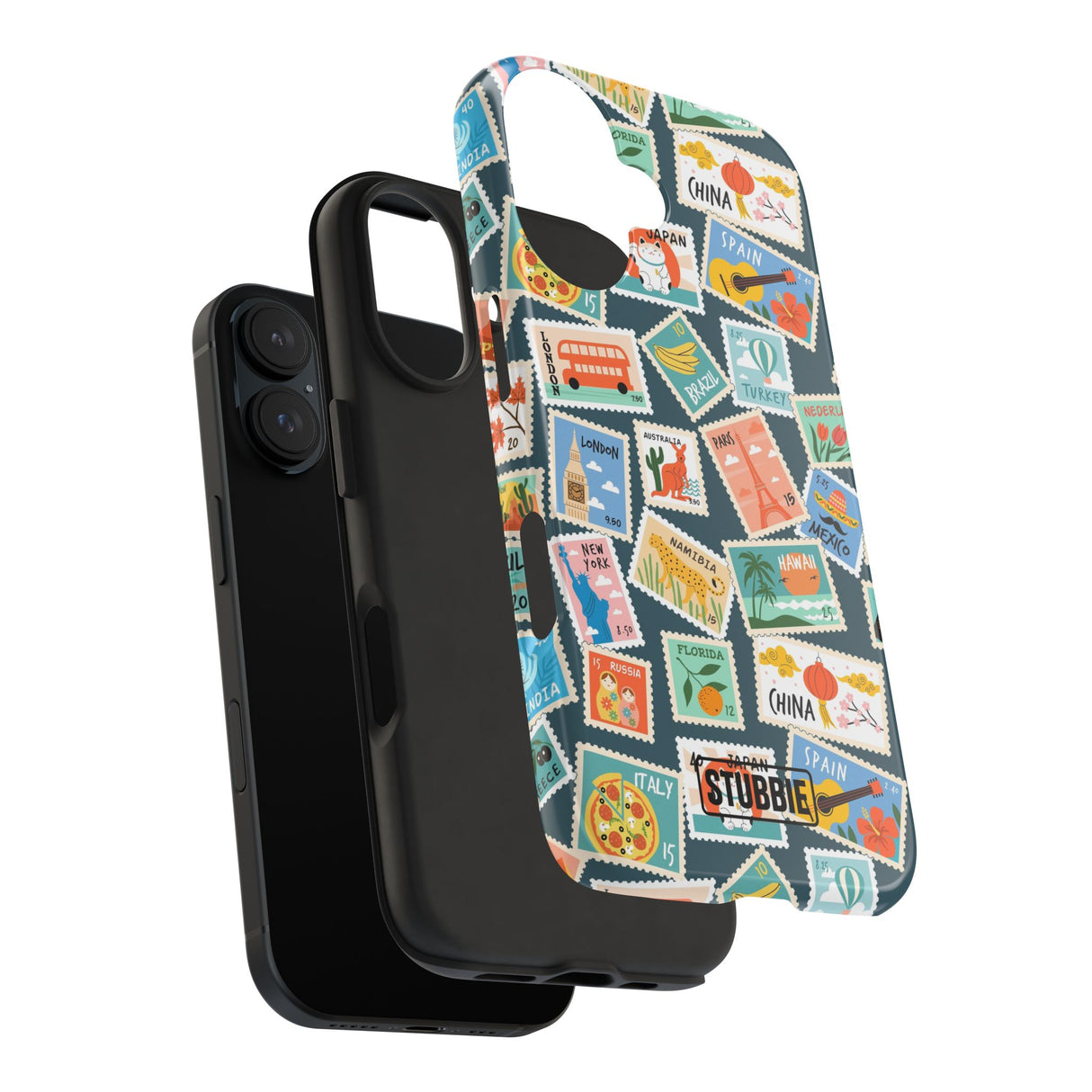 STUBBIE Phone Case for Apple iPhone - My Travel Stamps Stubbie