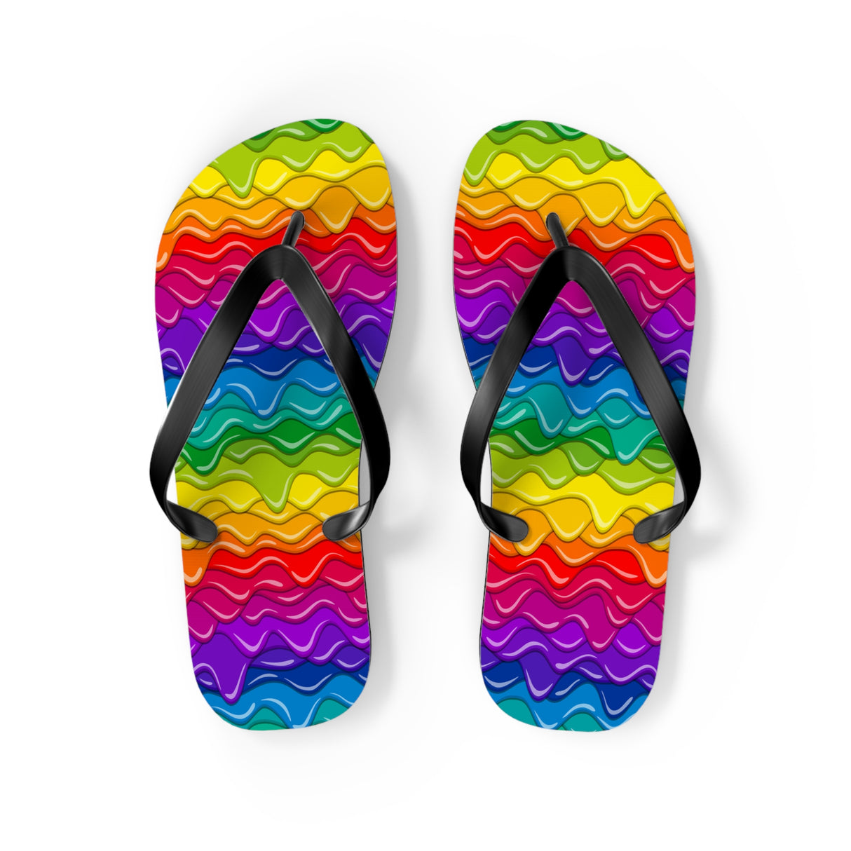 Dripping Rainbow Flip Flops