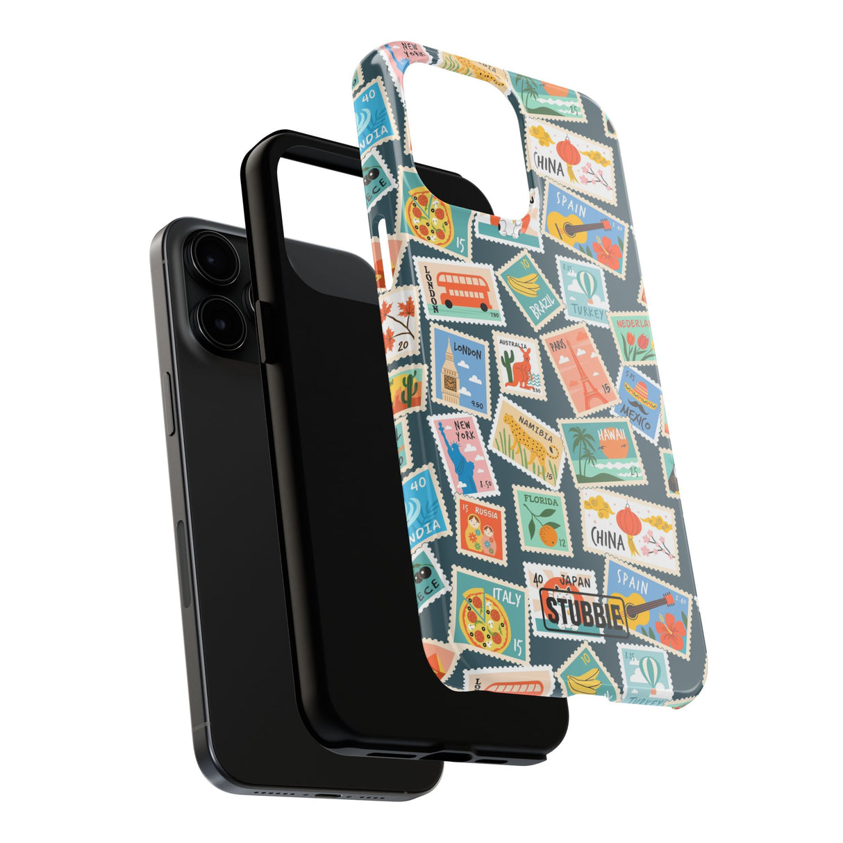 STUBBIE Phone Case for Apple iPhone - My Travel Stamps Stubbie