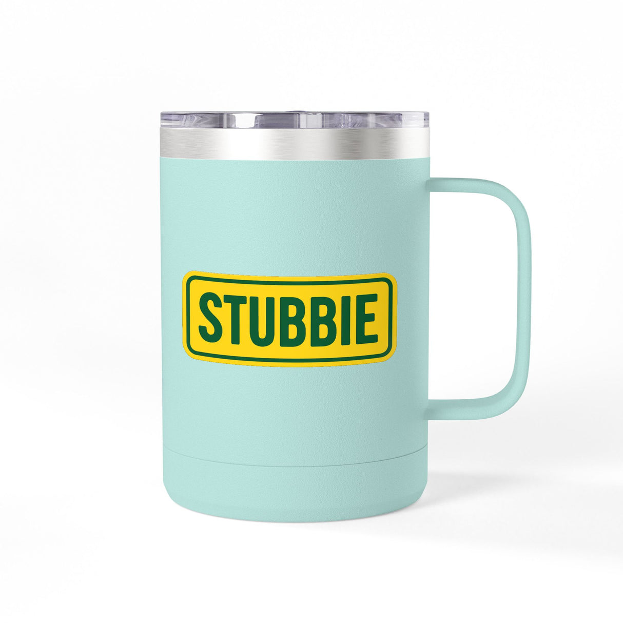 STUBBIE Coffee Mug Tumbler, 15oz - Aussie Yellow Stubbie