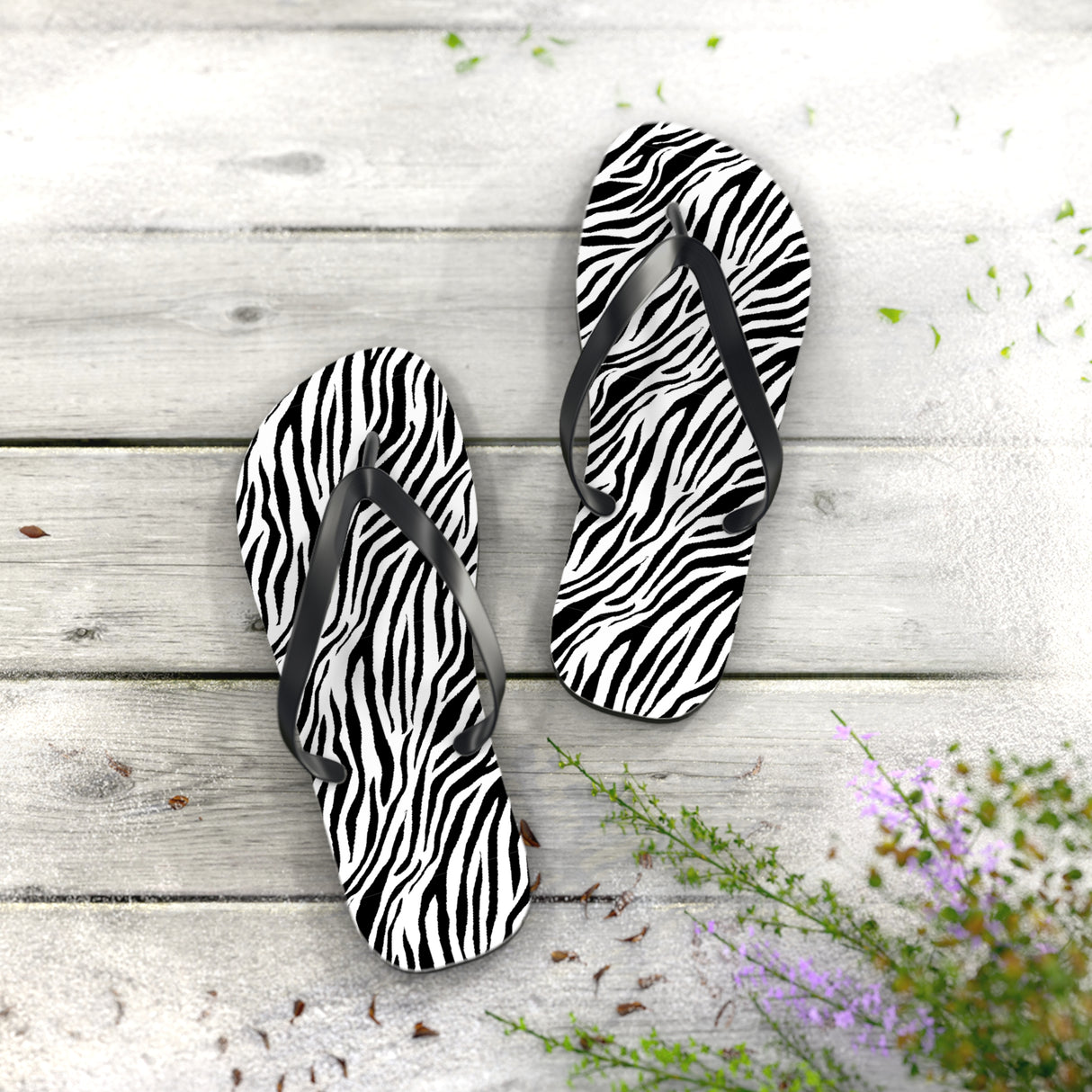 Zebra Flip Flops