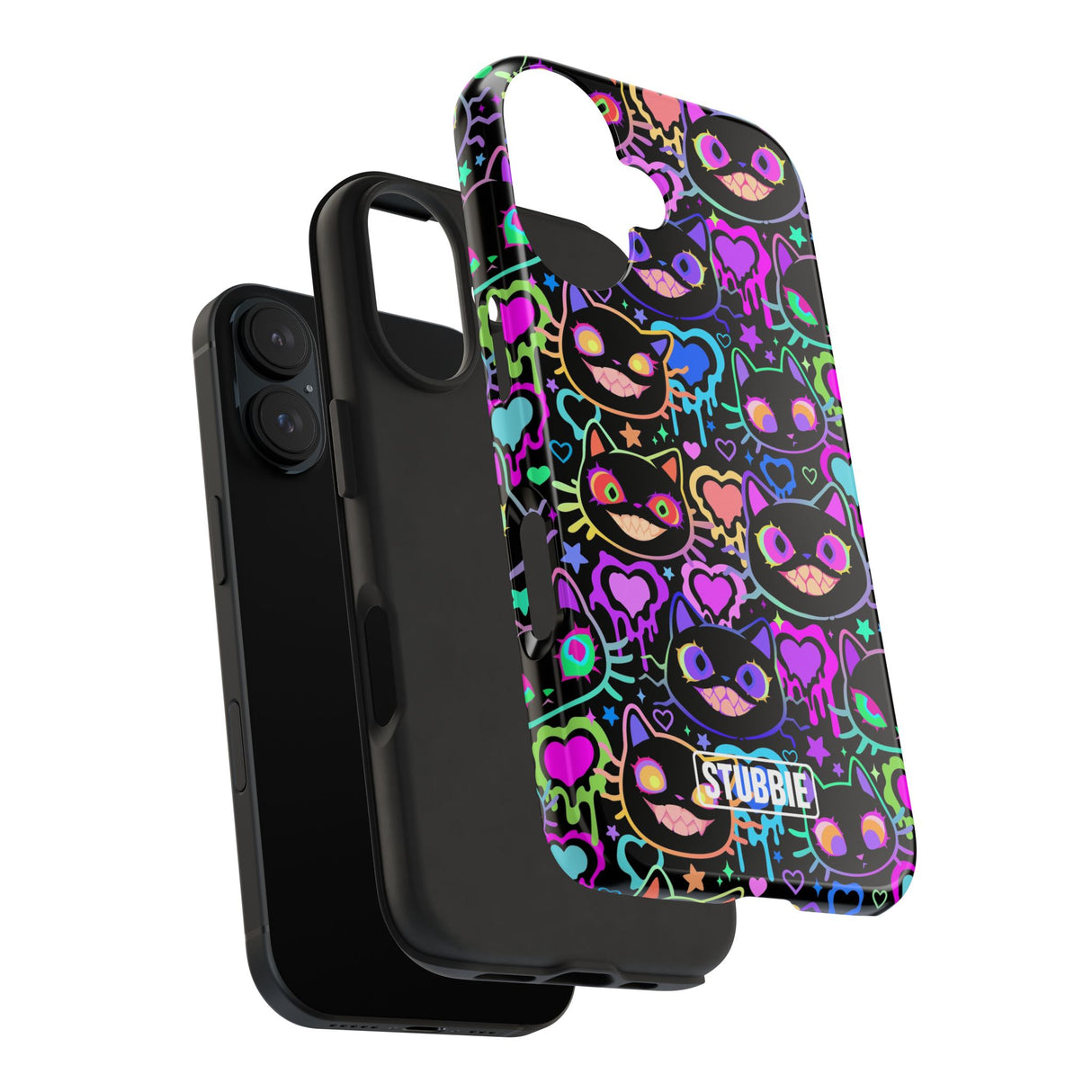 STUBBIE Phone Case for Apple iPhone - Crazy Neon Disco Cats Stubbie