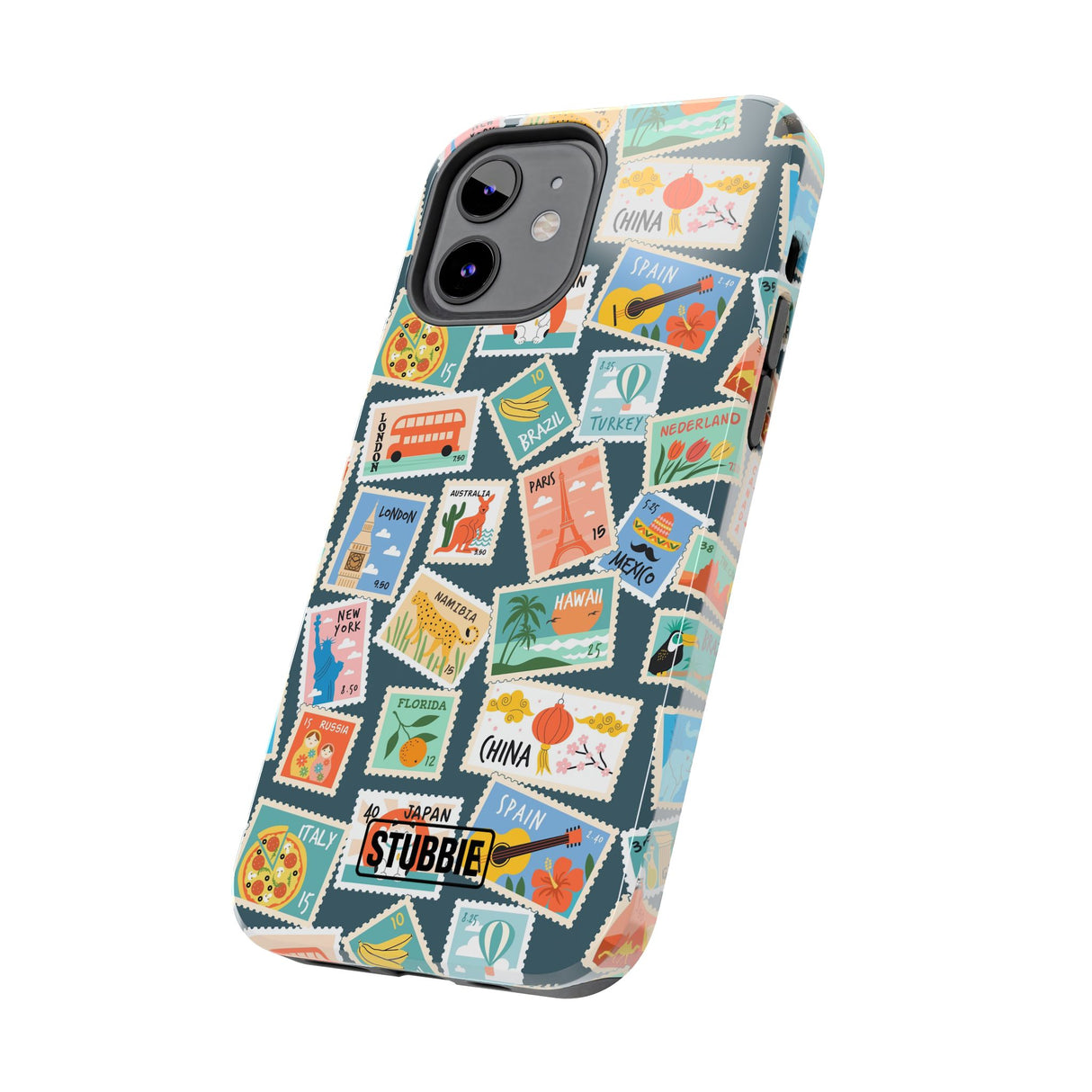 STUBBIE Phone Case for Apple iPhone - My Travel Stamps Stubbie