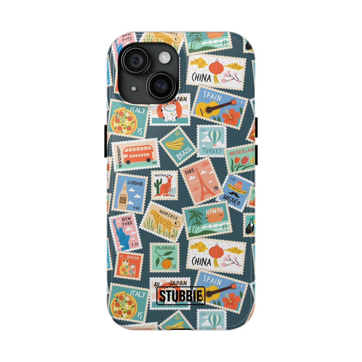 STUBBIE Phone Case for Apple iPhone - My Travel Stamps Stubbie