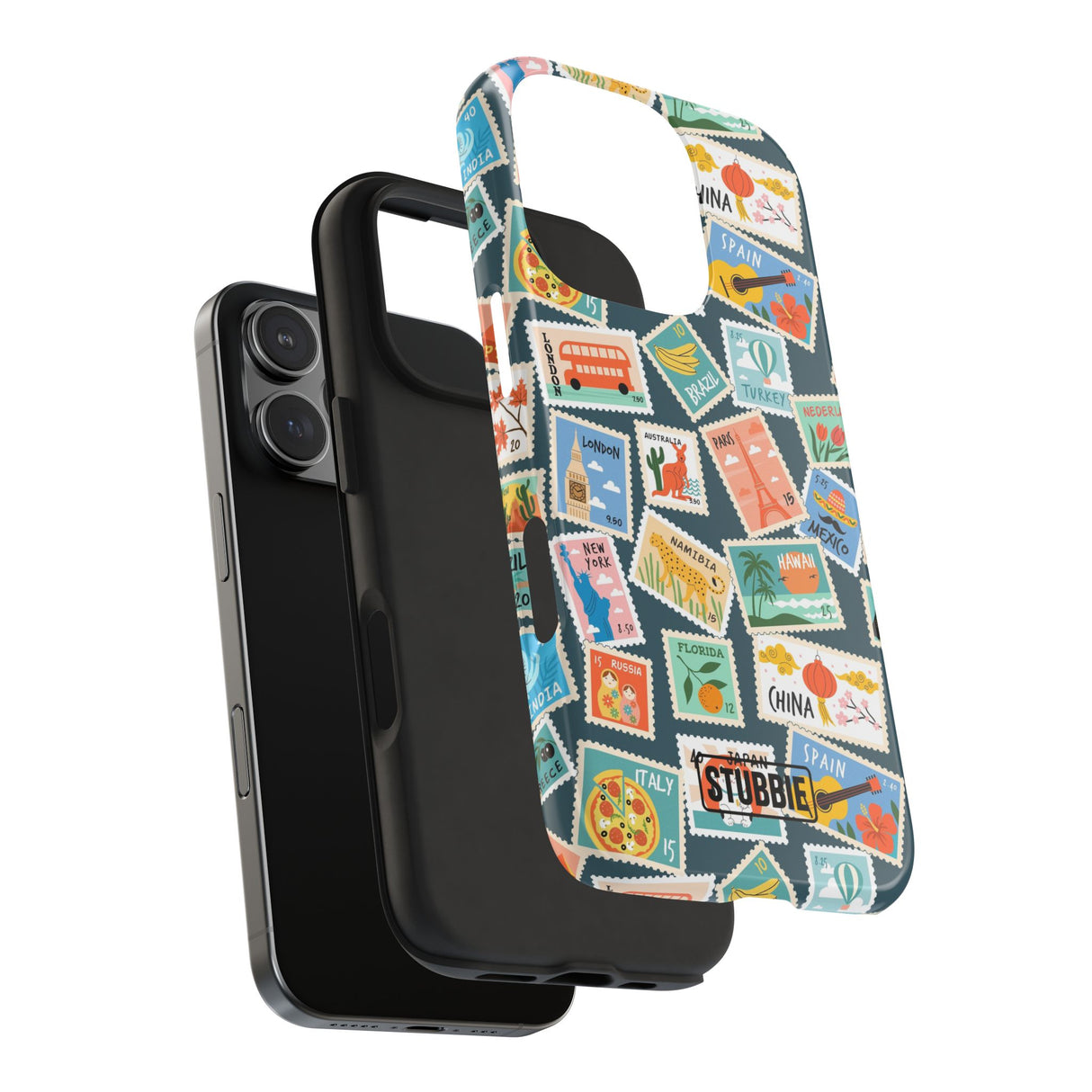 STUBBIE Phone Case for Apple iPhone - My Travel Stamps Stubbie