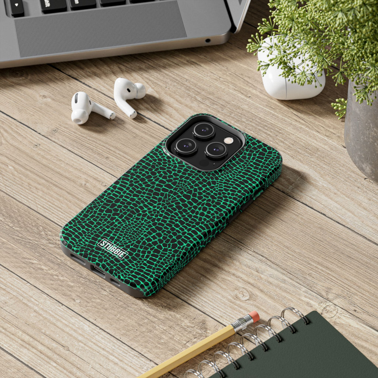 STUBBIE Phone Case for Apple iPhone - Green Croc Phone Case