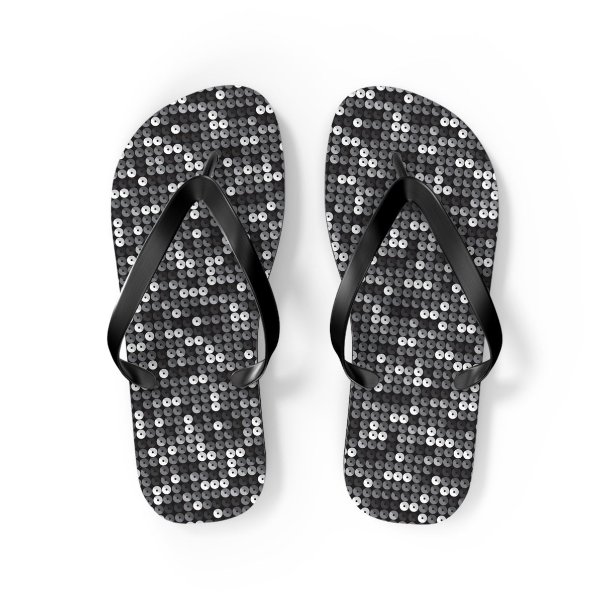 Black Sequin Flip Flops