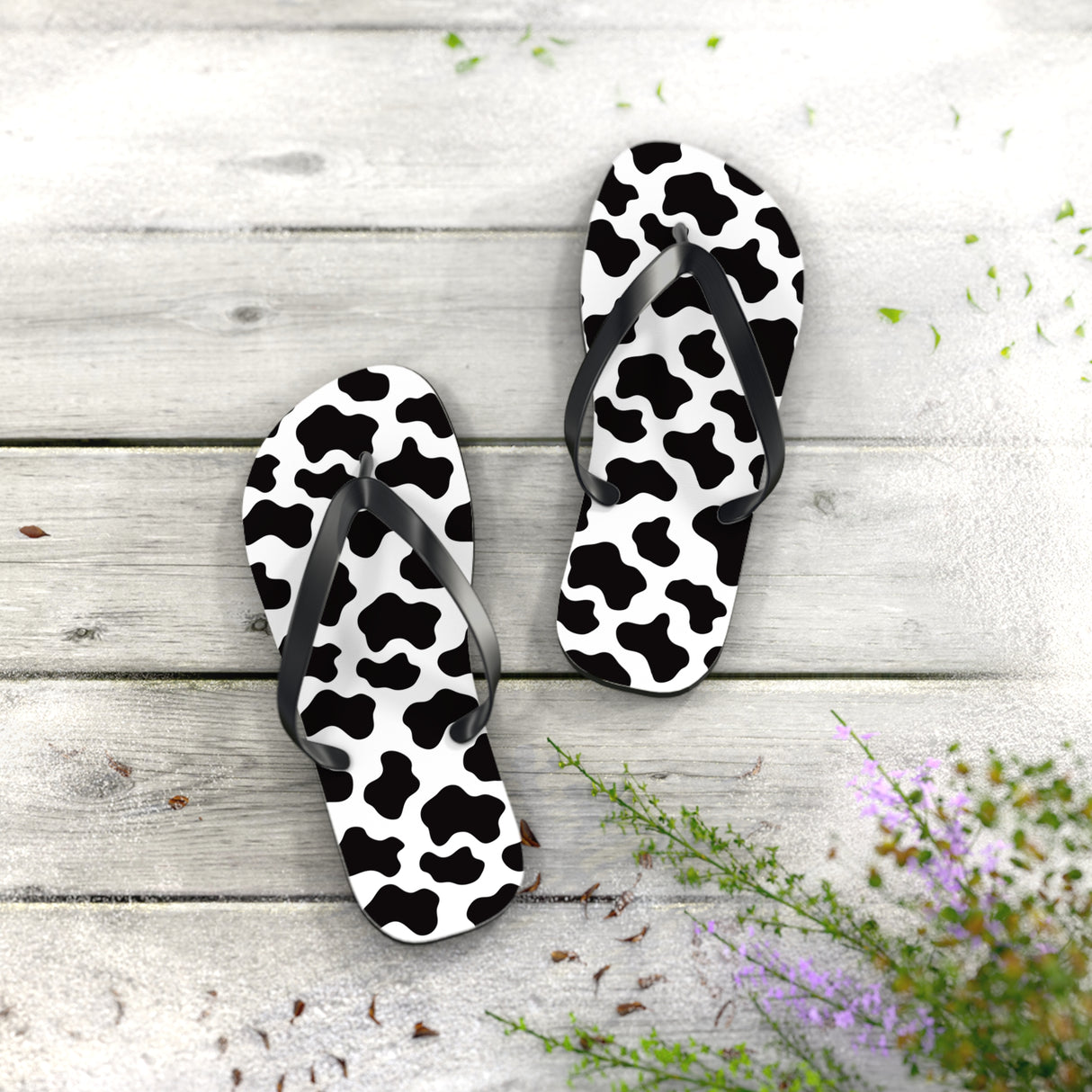 Cow Print Flip Flops