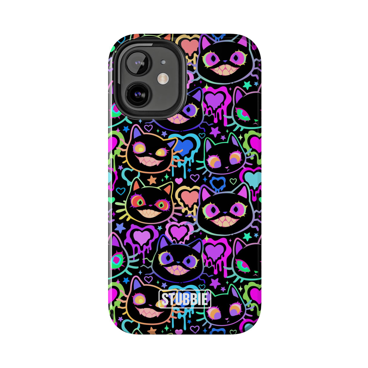 STUBBIE Phone Case for Apple iPhone - Crazy Neon Disco Cats Stubbie