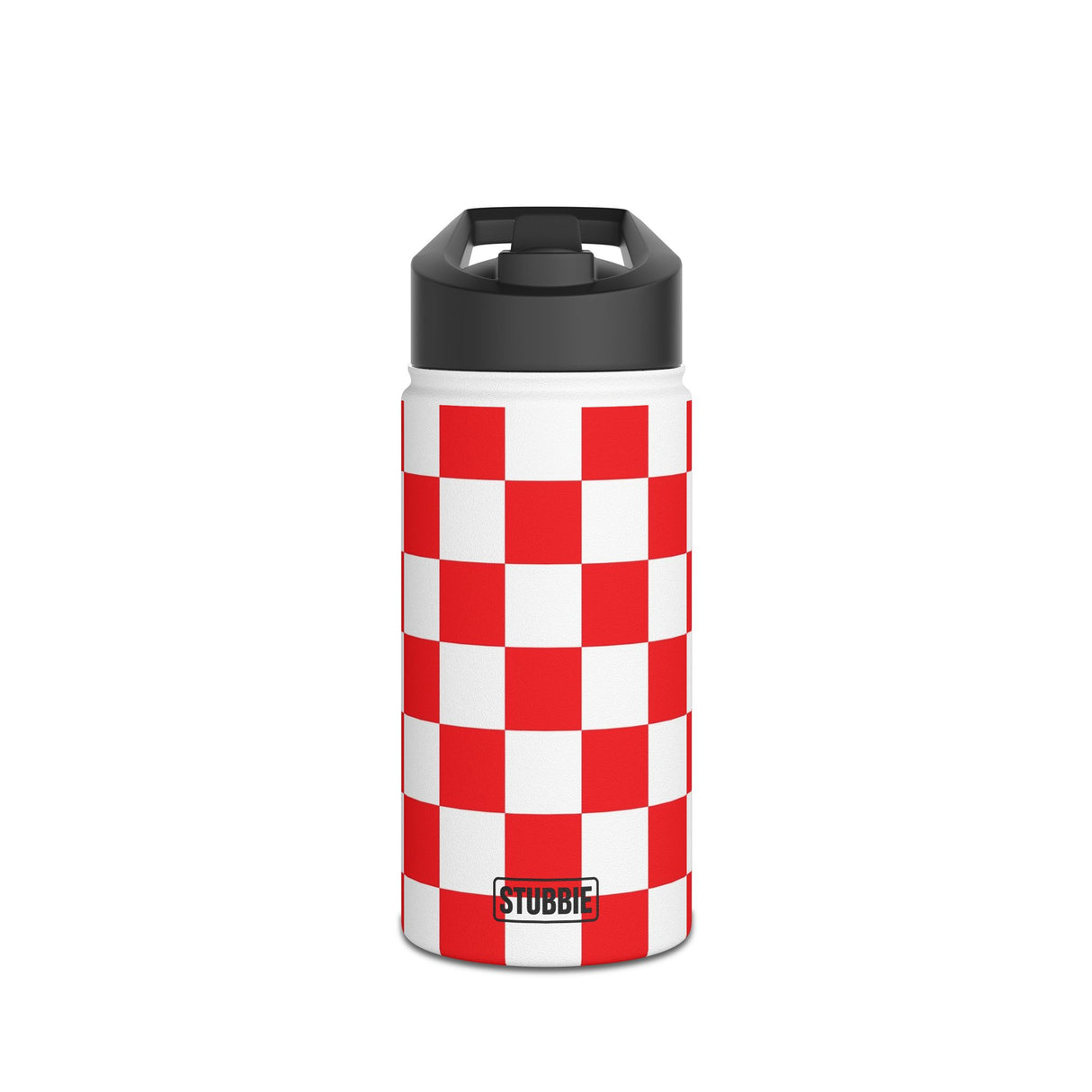 Red Checkered Stainless Steel Water Bottle