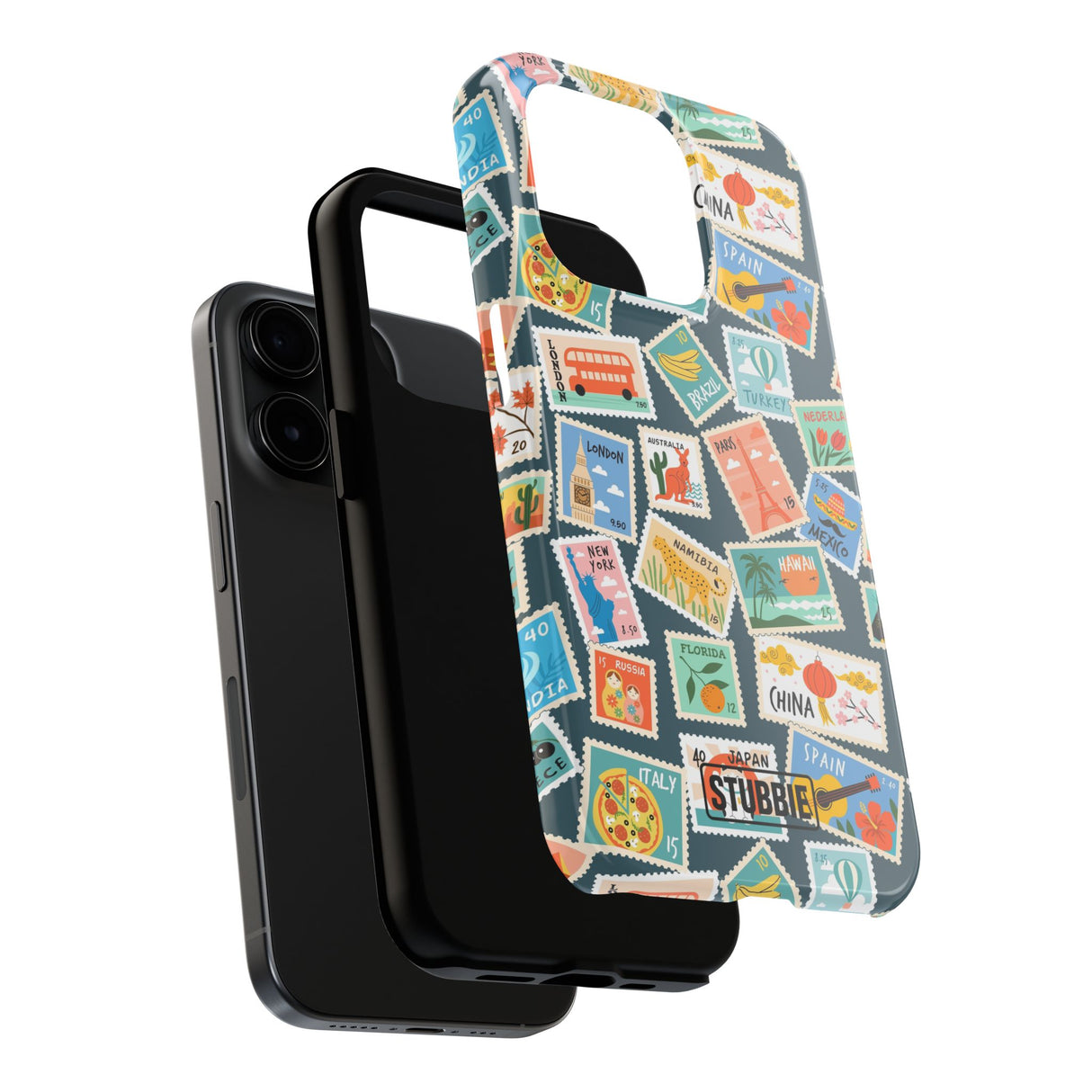 STUBBIE Phone Case for Apple iPhone - My Travel Stamps Stubbie