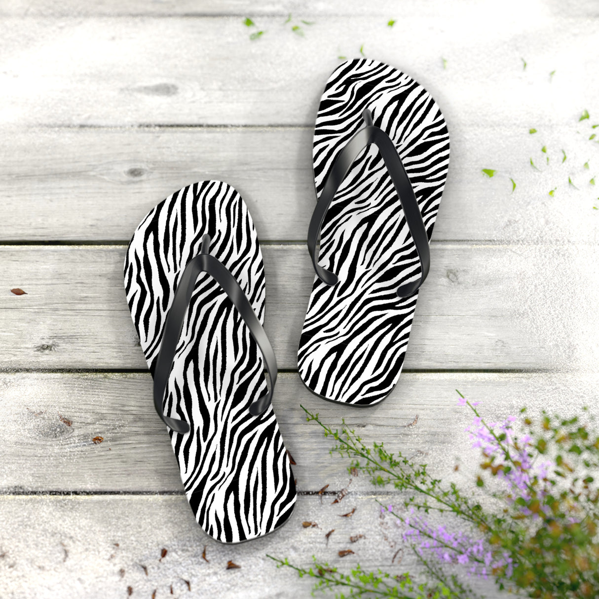Zebra Flip Flops