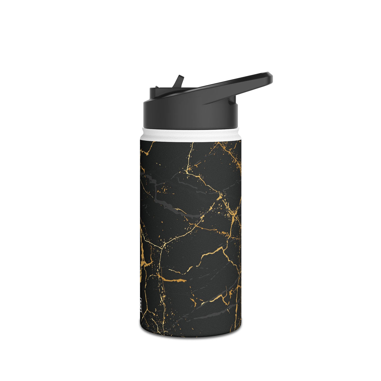 Midnight Black Marble Stainless Steel Water Bottle