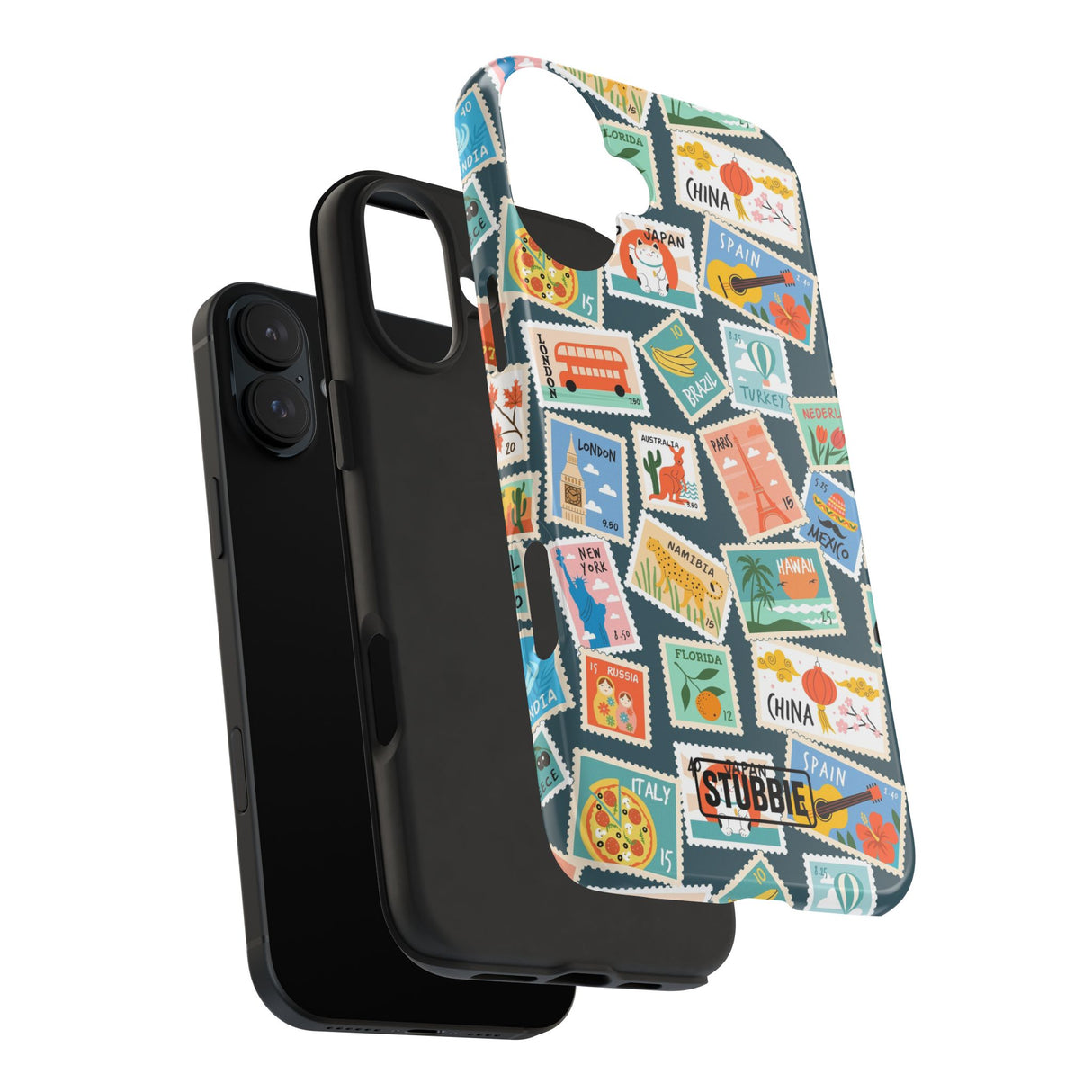STUBBIE Phone Case for Apple iPhone - My Travel Stamps Stubbie