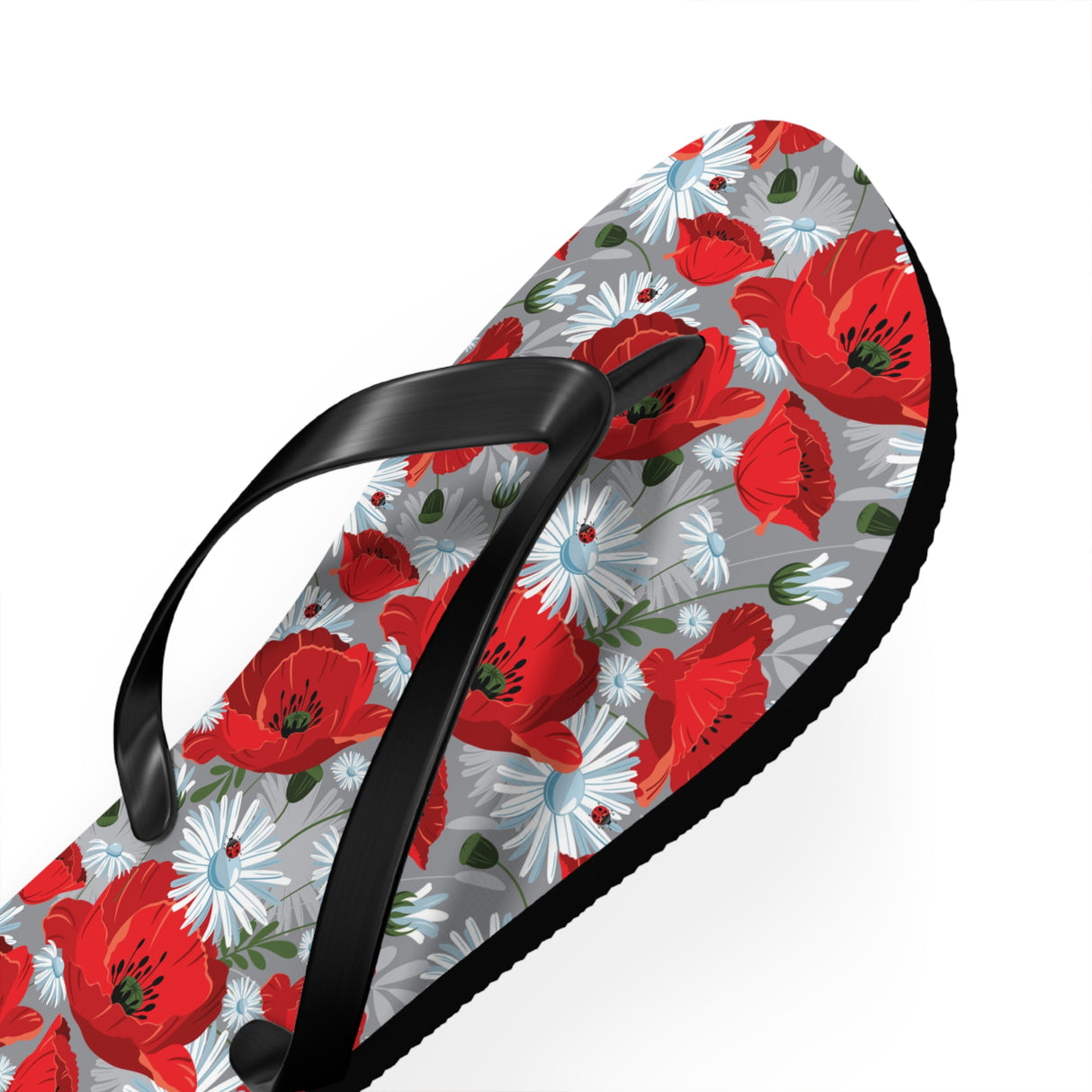 Red Flower Flip Flops