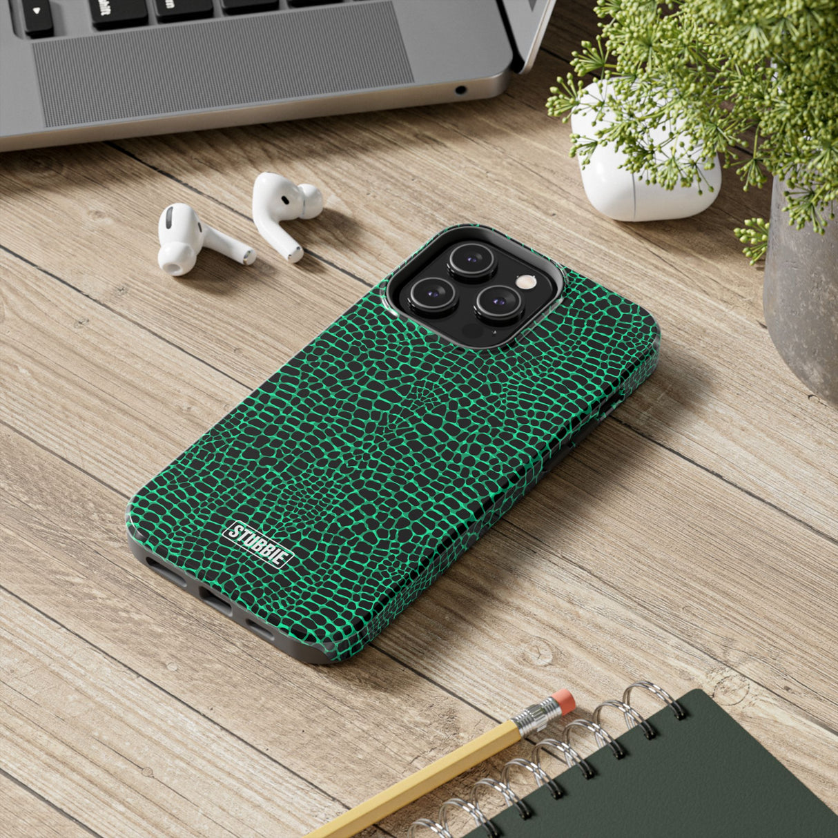 STUBBIE Phone Case for Apple iPhone - Green Croc Phone Case