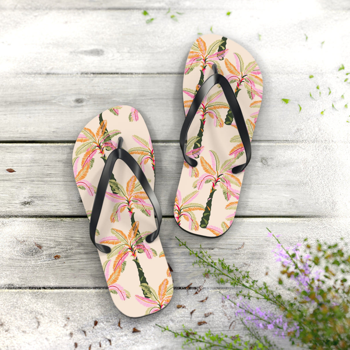 STUBBIE Flip Flops - Pink Palm Tree STUBBIE