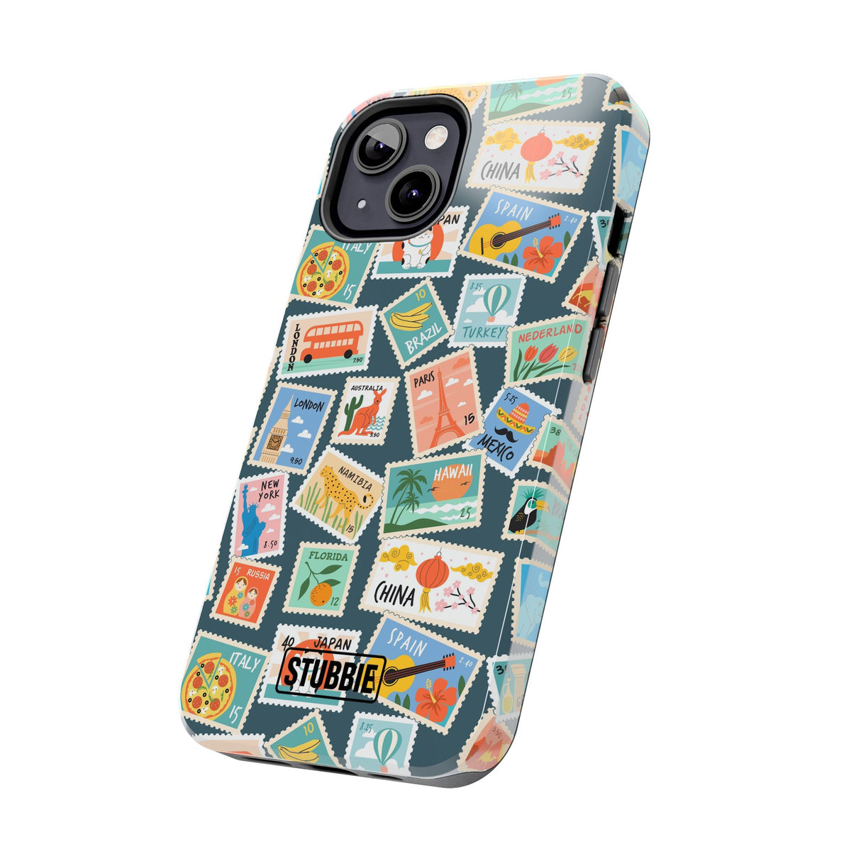 STUBBIE Phone Case for Apple iPhone - My Travel Stamps Stubbie