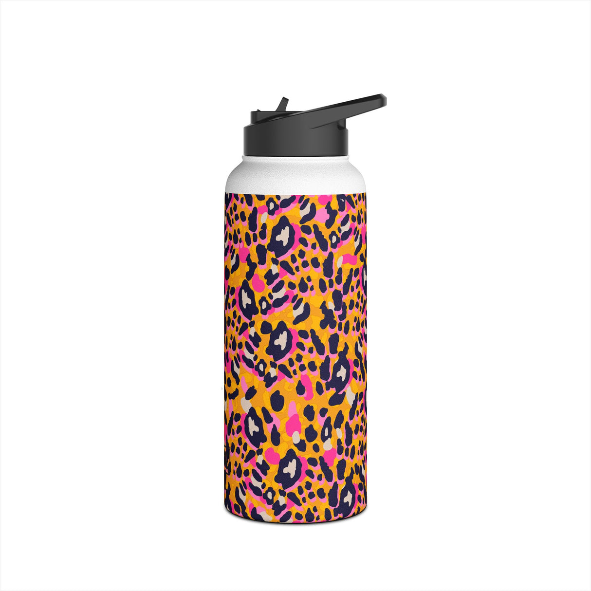 Orange Leopard Print Stainless Steel Water Bottle