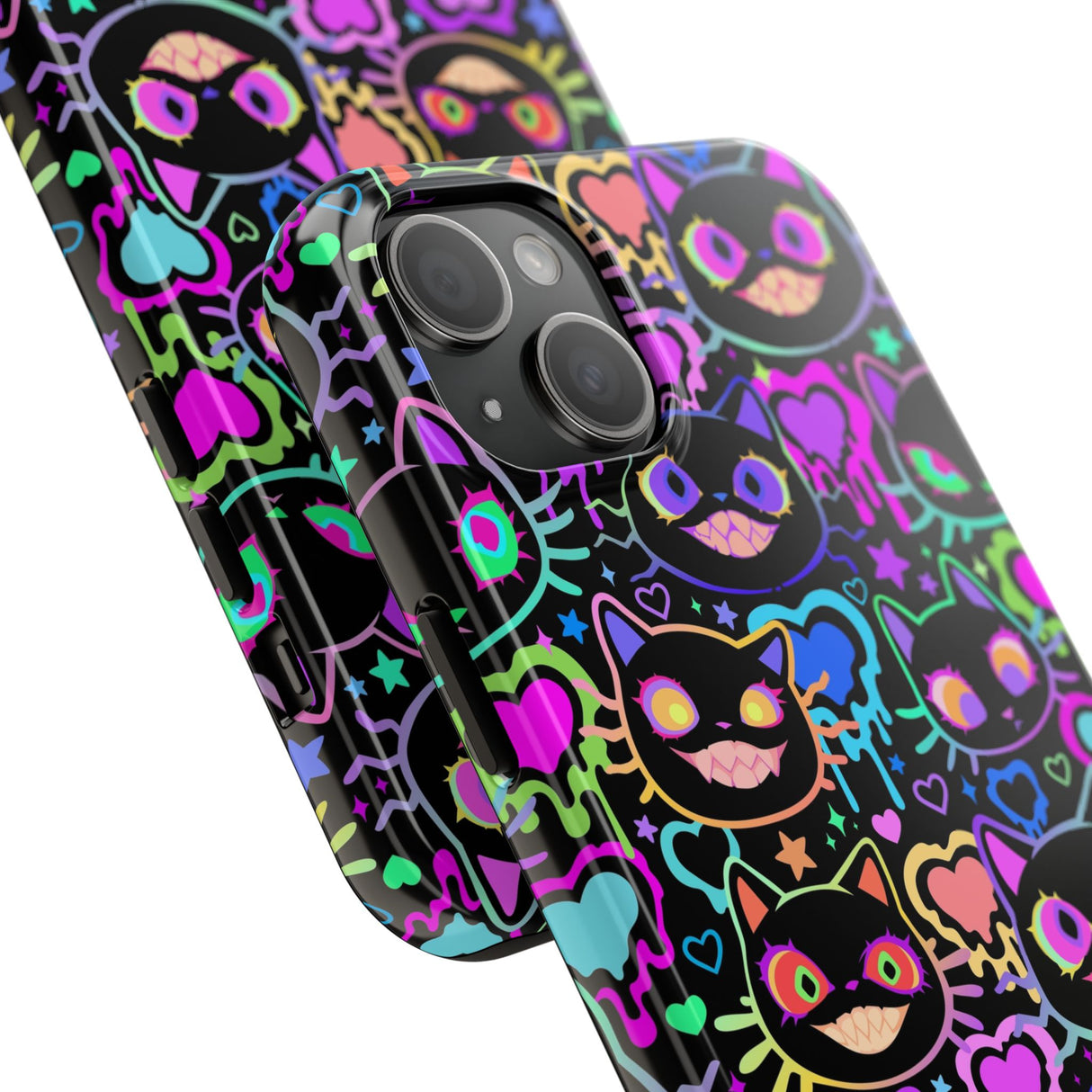 STUBBIE Phone Case for Apple iPhone - Crazy Neon Disco Cats Stubbie