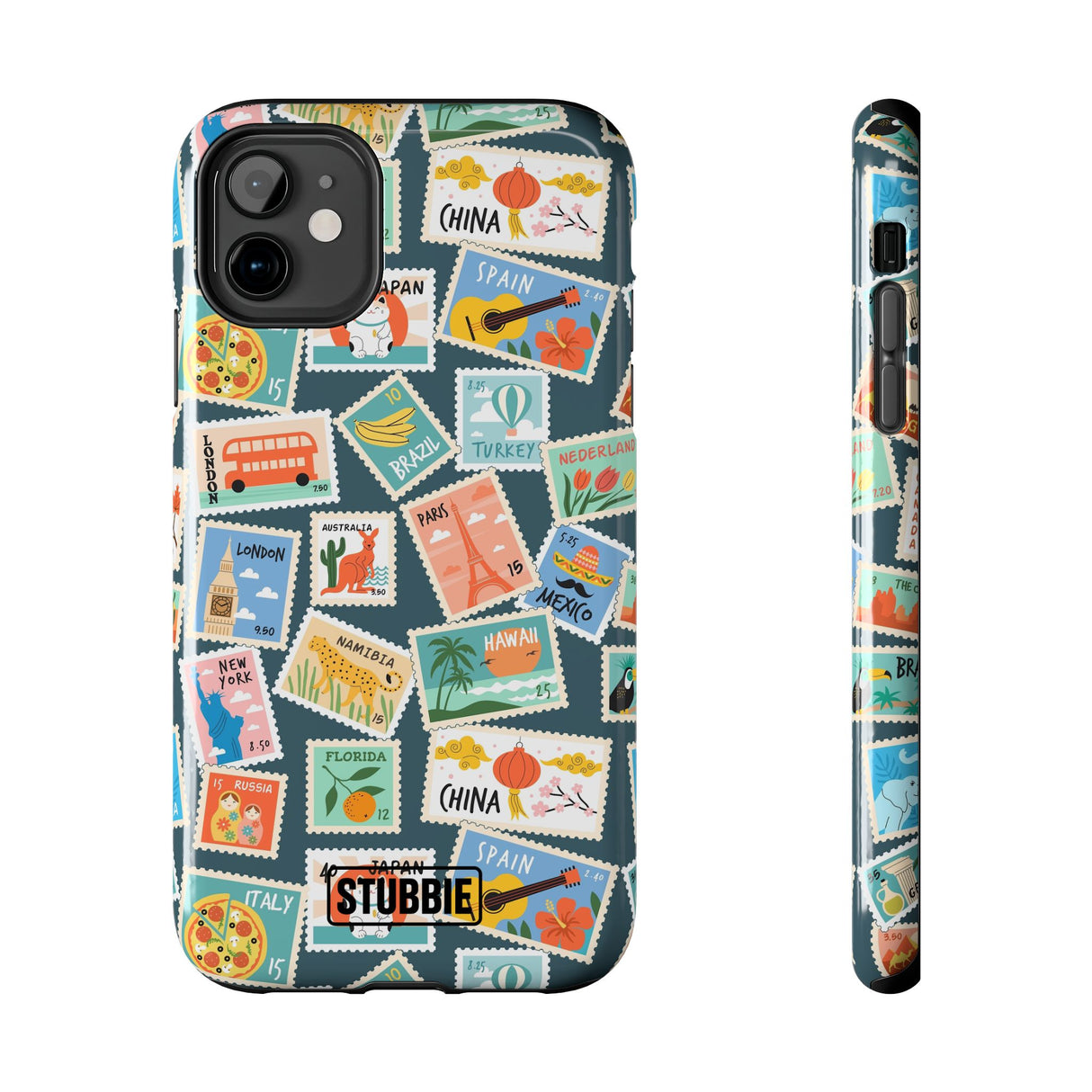STUBBIE Phone Case for Apple iPhone - My Travel Stamps Stubbie