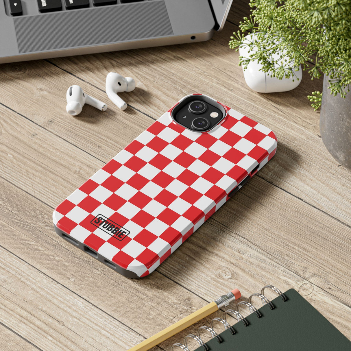 STUBBIE Phone Case for Apple iPhone - Red Checkered Phone Case