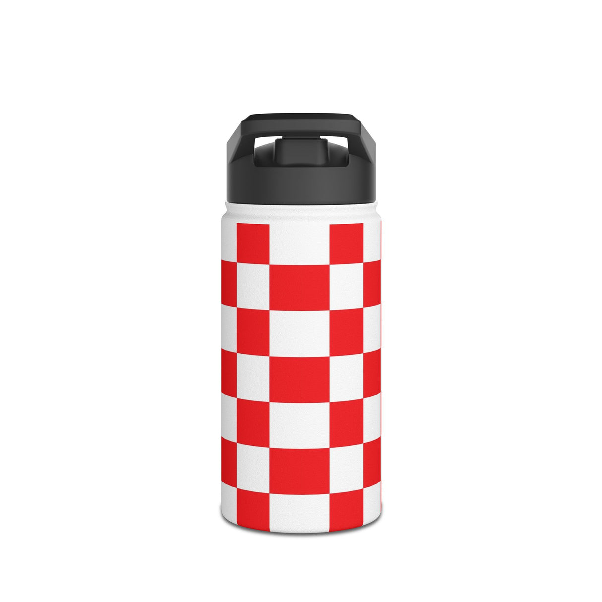 Red Checkered Stainless Steel Water Bottle