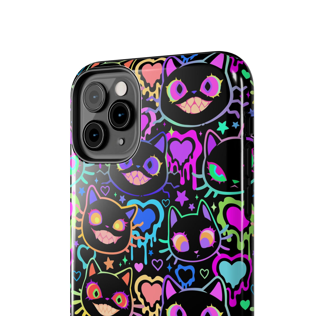 STUBBIE Phone Case for Apple iPhone - Crazy Neon Disco Cats Stubbie