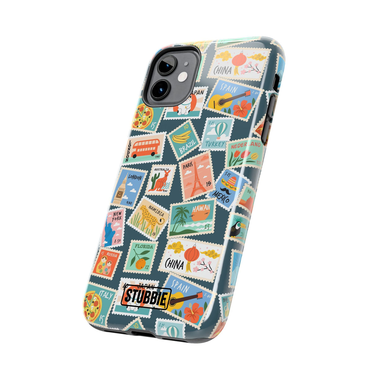 STUBBIE Phone Case for Apple iPhone - My Travel Stamps Stubbie