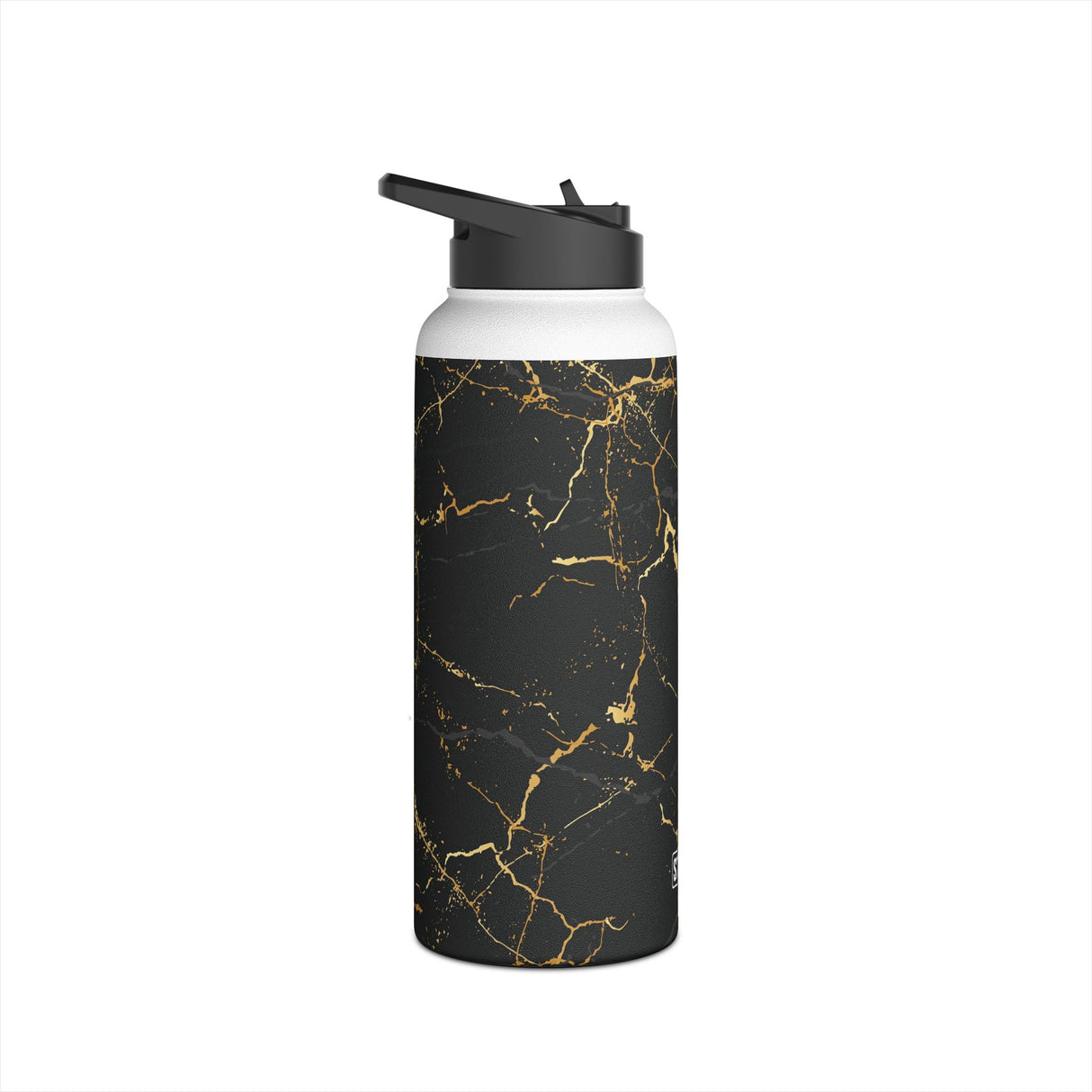 Midnight Black Marble Stainless Steel Water Bottle