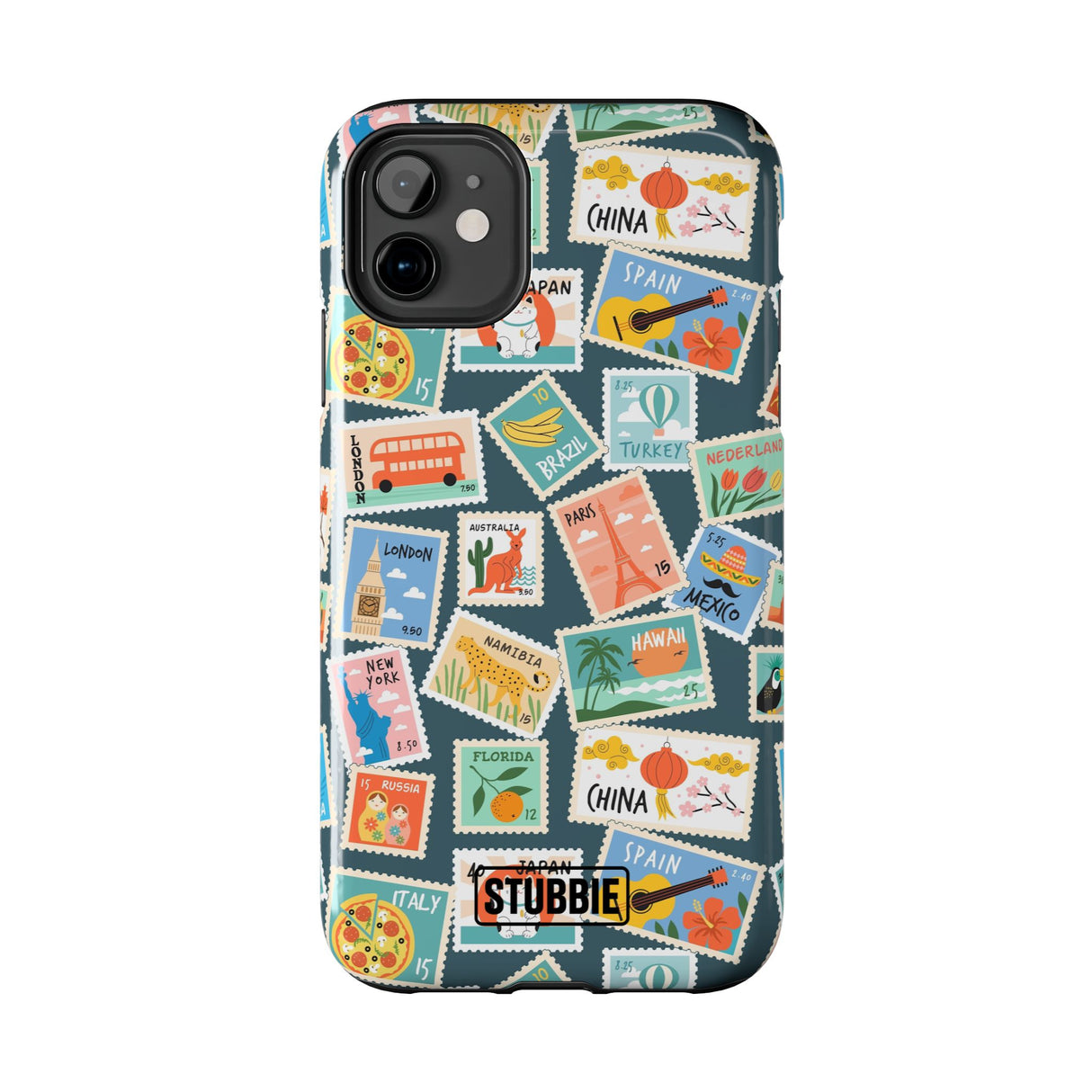STUBBIE Phone Case for Apple iPhone - My Travel Stamps Stubbie