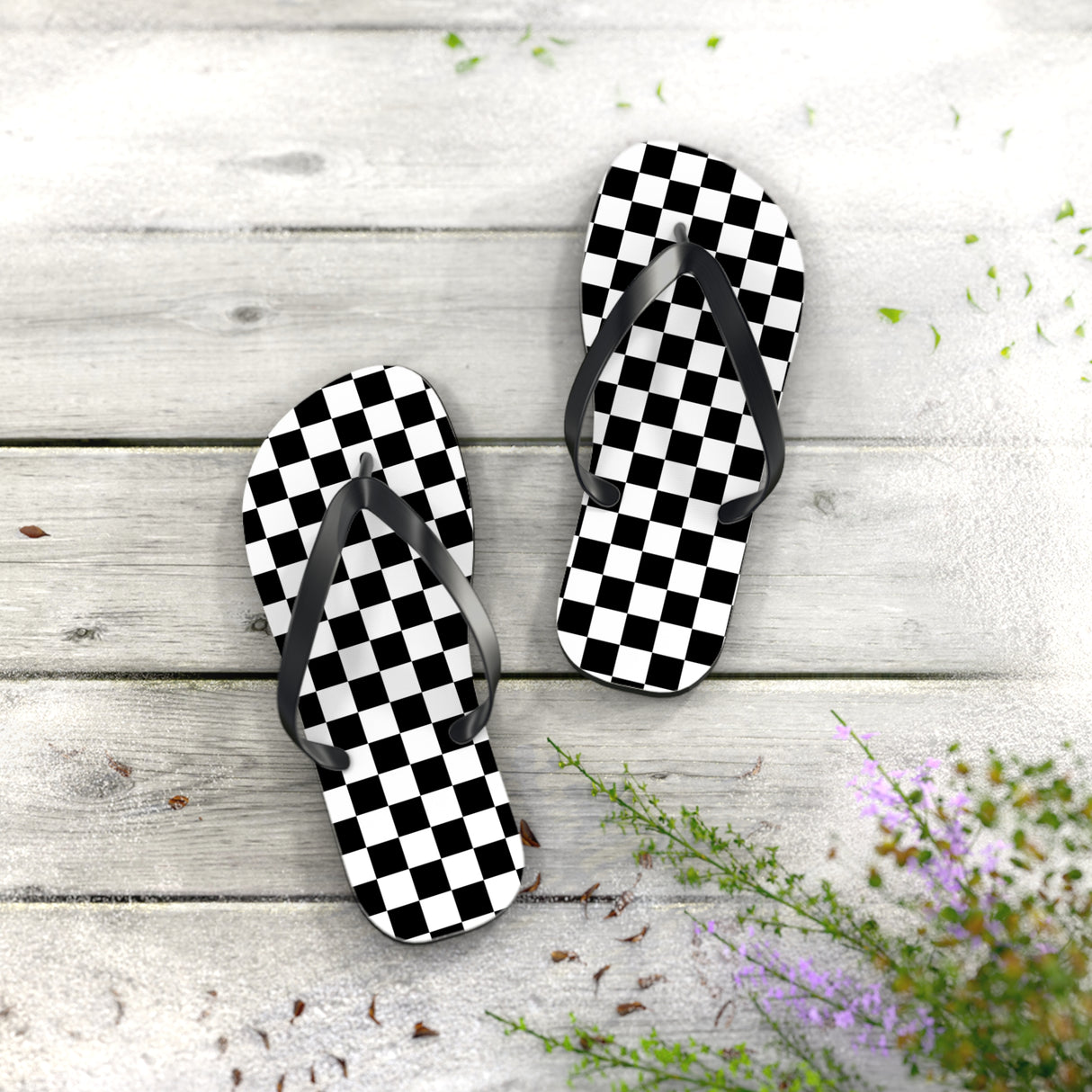 Black Square Flip Flops