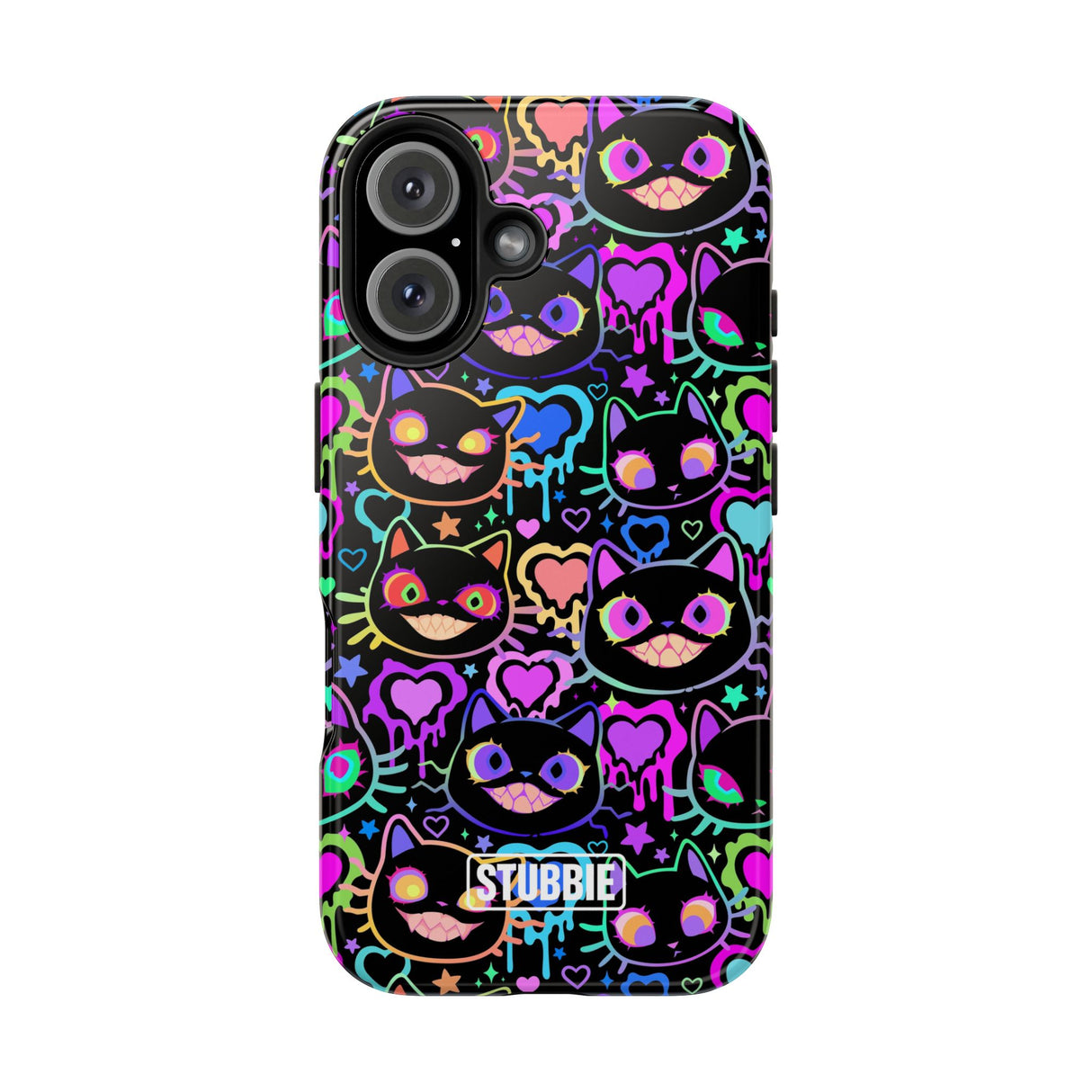 STUBBIE Phone Case for Apple iPhone - Crazy Neon Disco Cats Stubbie
