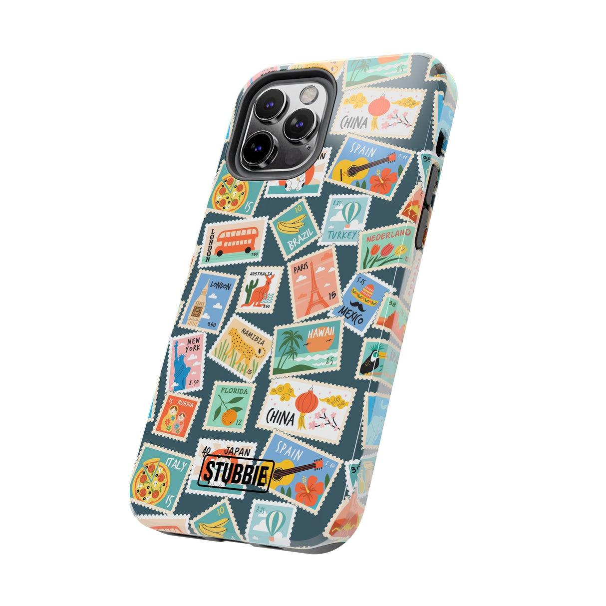 STUBBIE Phone Case for Apple iPhone - My Travel Stamps Stubbie