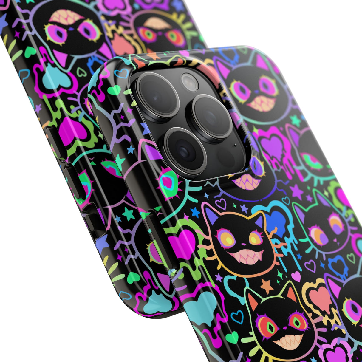 STUBBIE Phone Case for Apple iPhone - Crazy Neon Disco Cats Stubbie