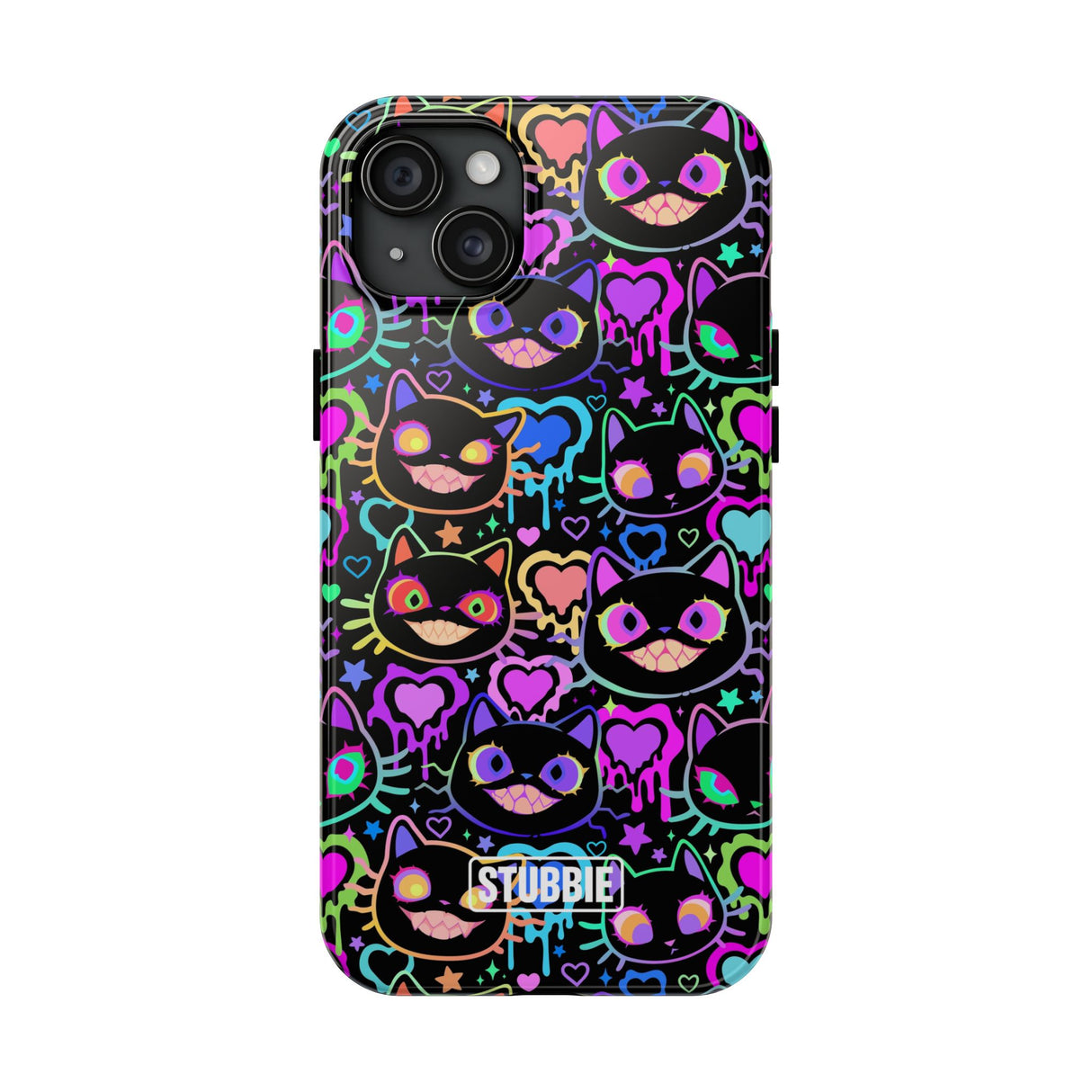 STUBBIE Phone Case for Apple iPhone - Crazy Neon Disco Cats Stubbie