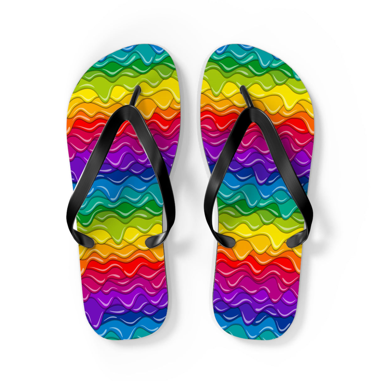 Dripping Rainbow Flip Flops