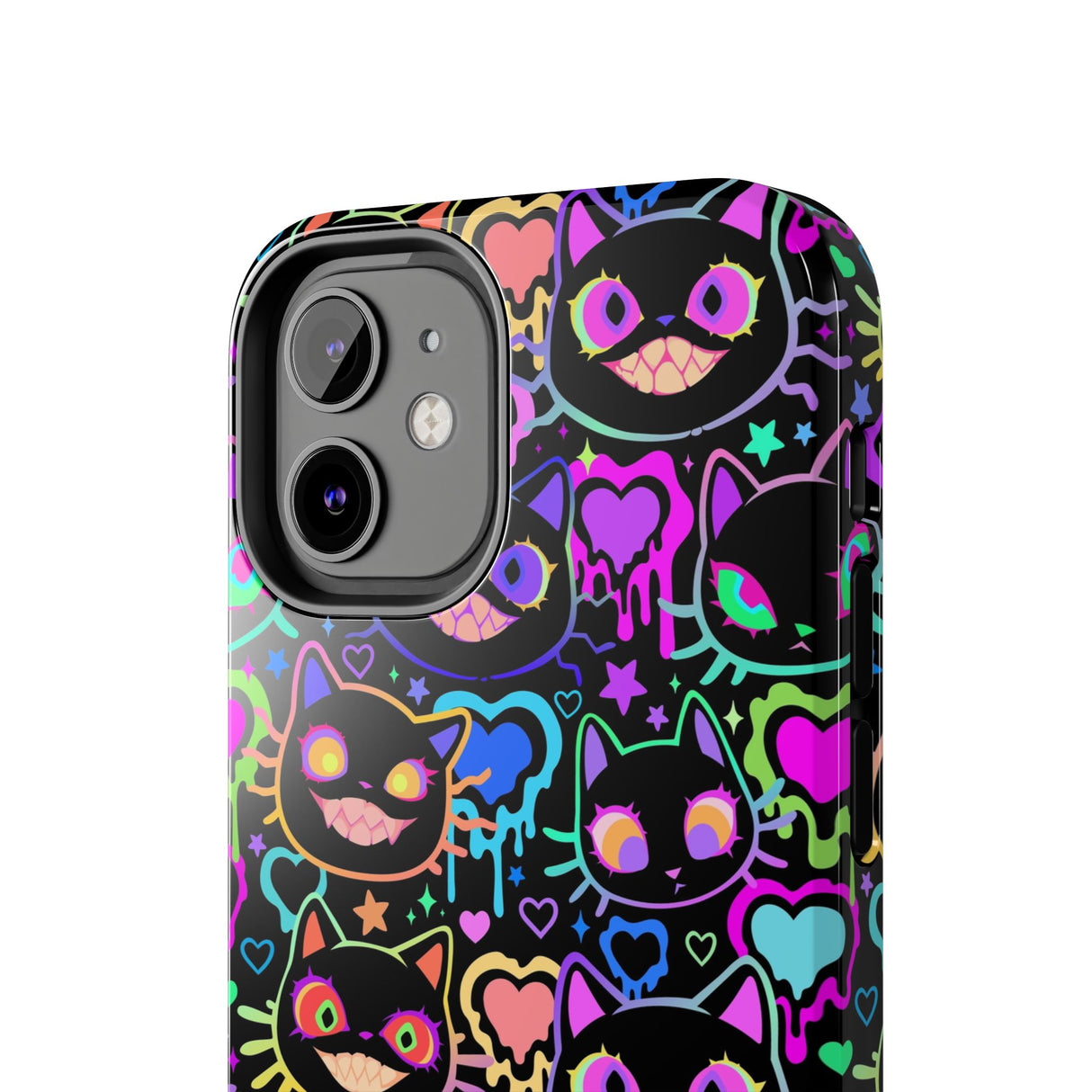 STUBBIE Phone Case for Apple iPhone - Crazy Neon Disco Cats Stubbie