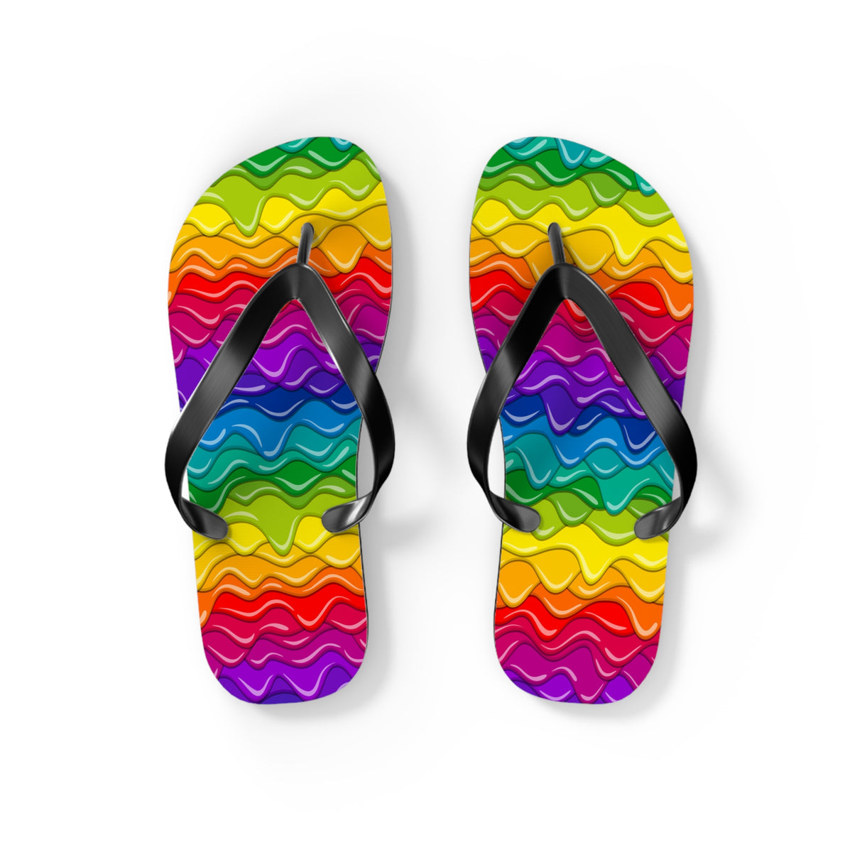 Dripping Rainbow Flip Flops