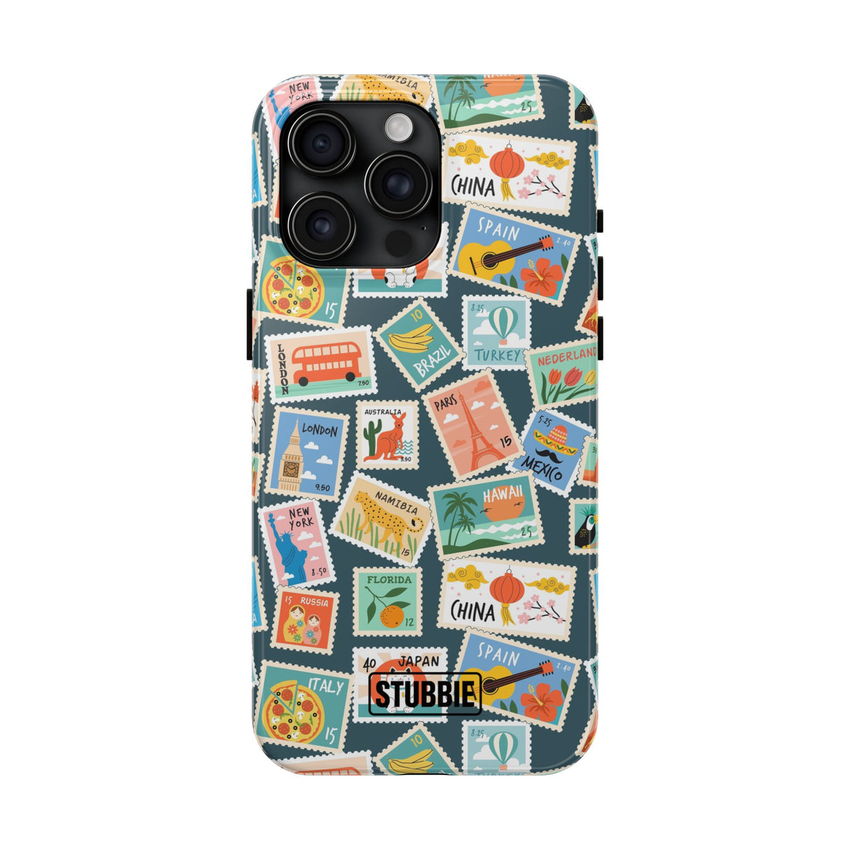 STUBBIE Phone Case for Apple iPhone - My Travel Stamps Stubbie