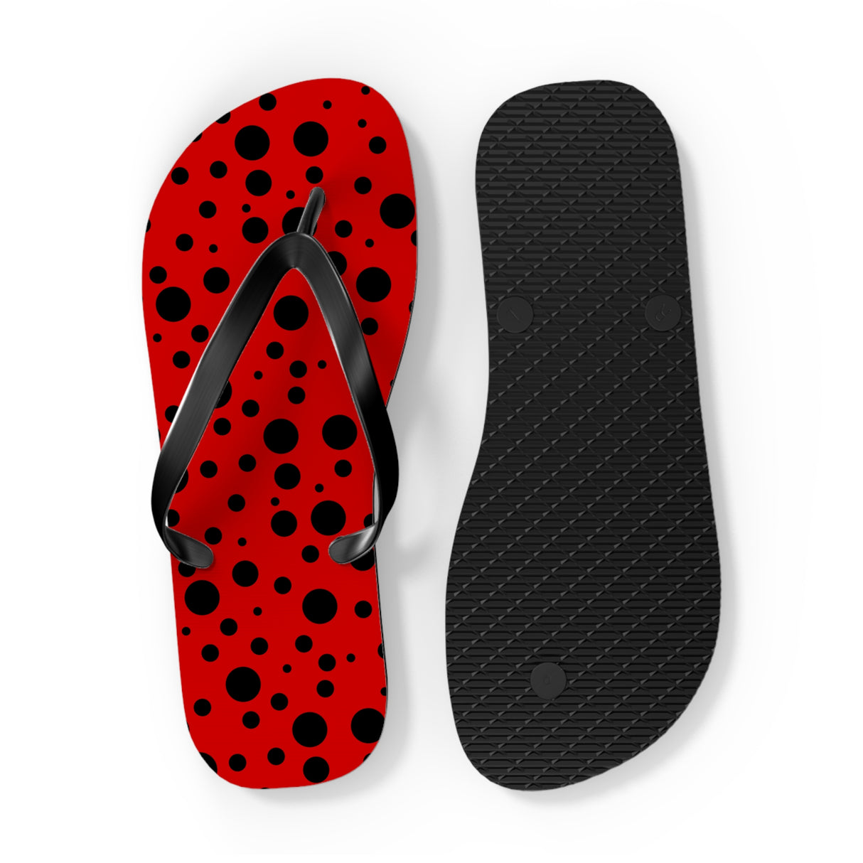Black Polka Dot Flip Flops