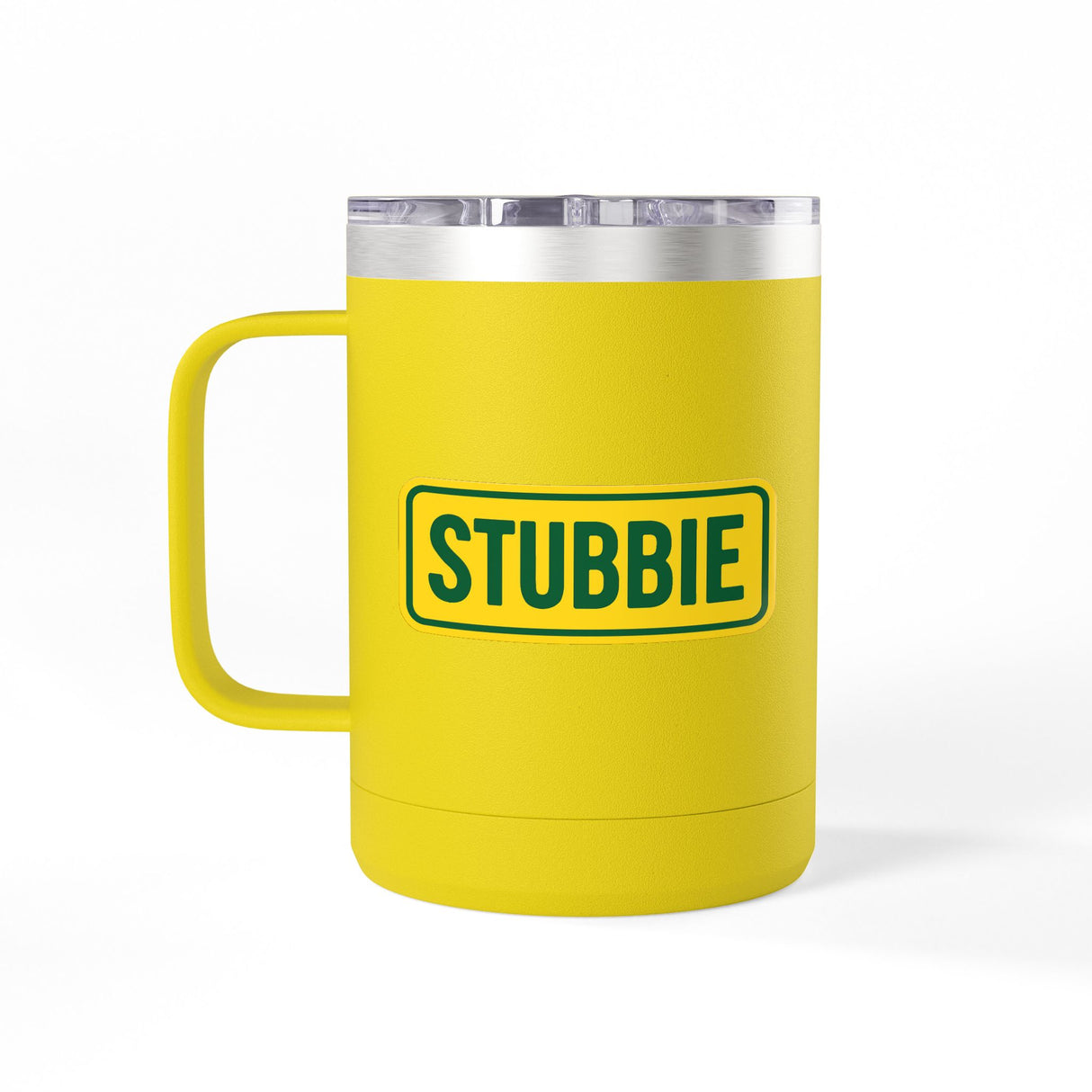 STUBBIE Coffee Mug Tumbler, 15oz - Aussie Yellow Stubbie