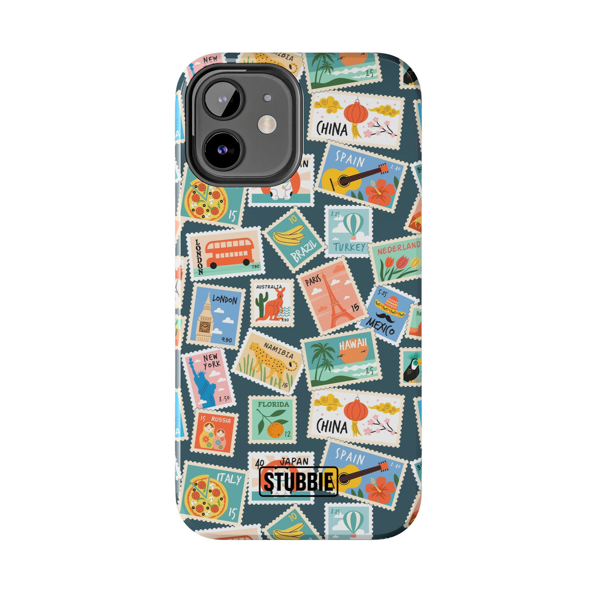 STUBBIE Phone Case for Apple iPhone - My Travel Stamps Stubbie