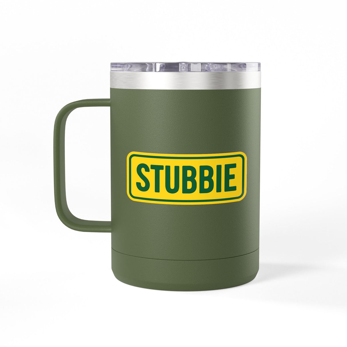 STUBBIE Coffee Mug Tumbler, 15oz - Aussie Yellow Stubbie