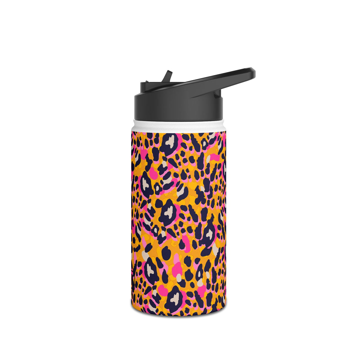 Orange Leopard Print Stainless Steel Water Bottle