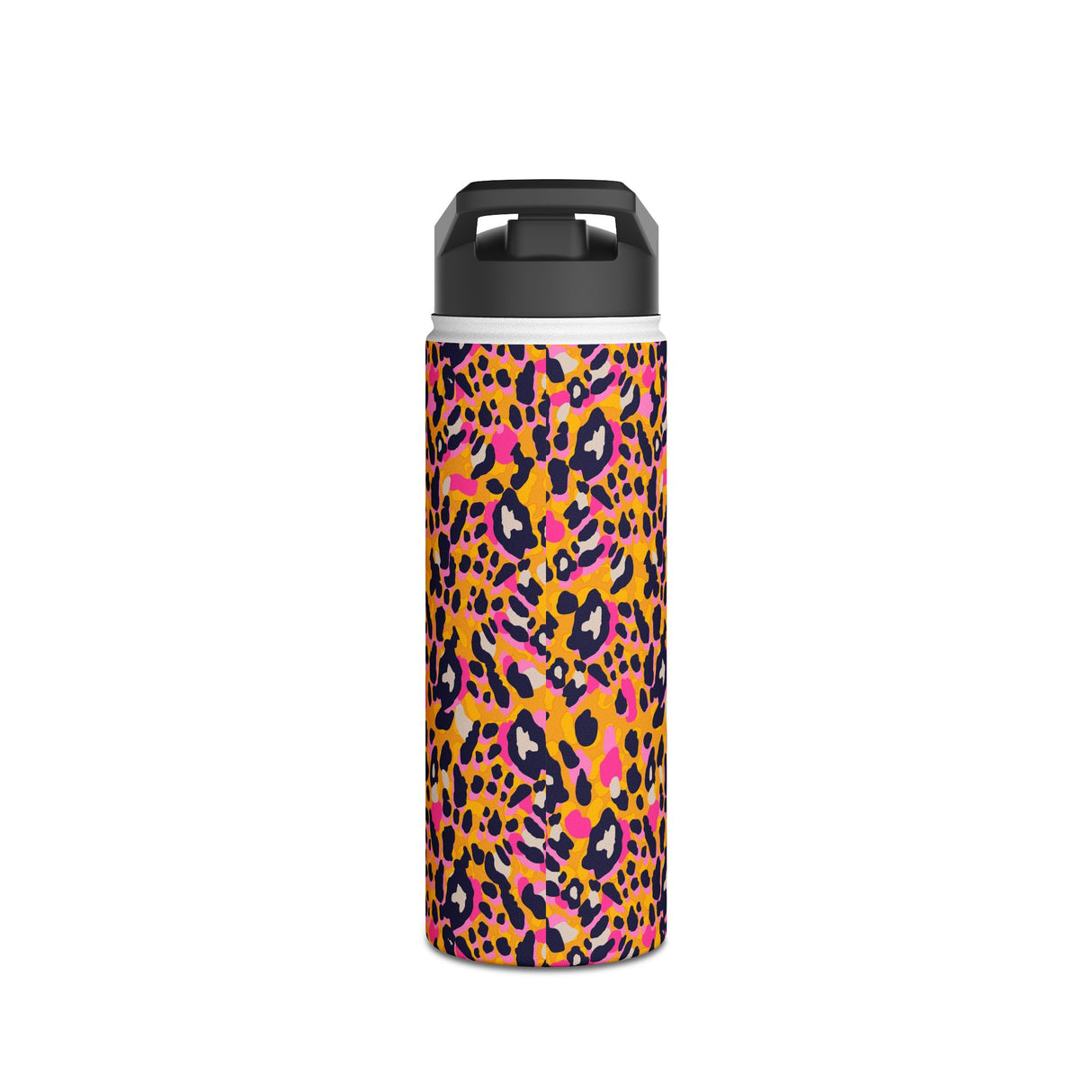 Orange Leopard Print Stainless Steel Water Bottle