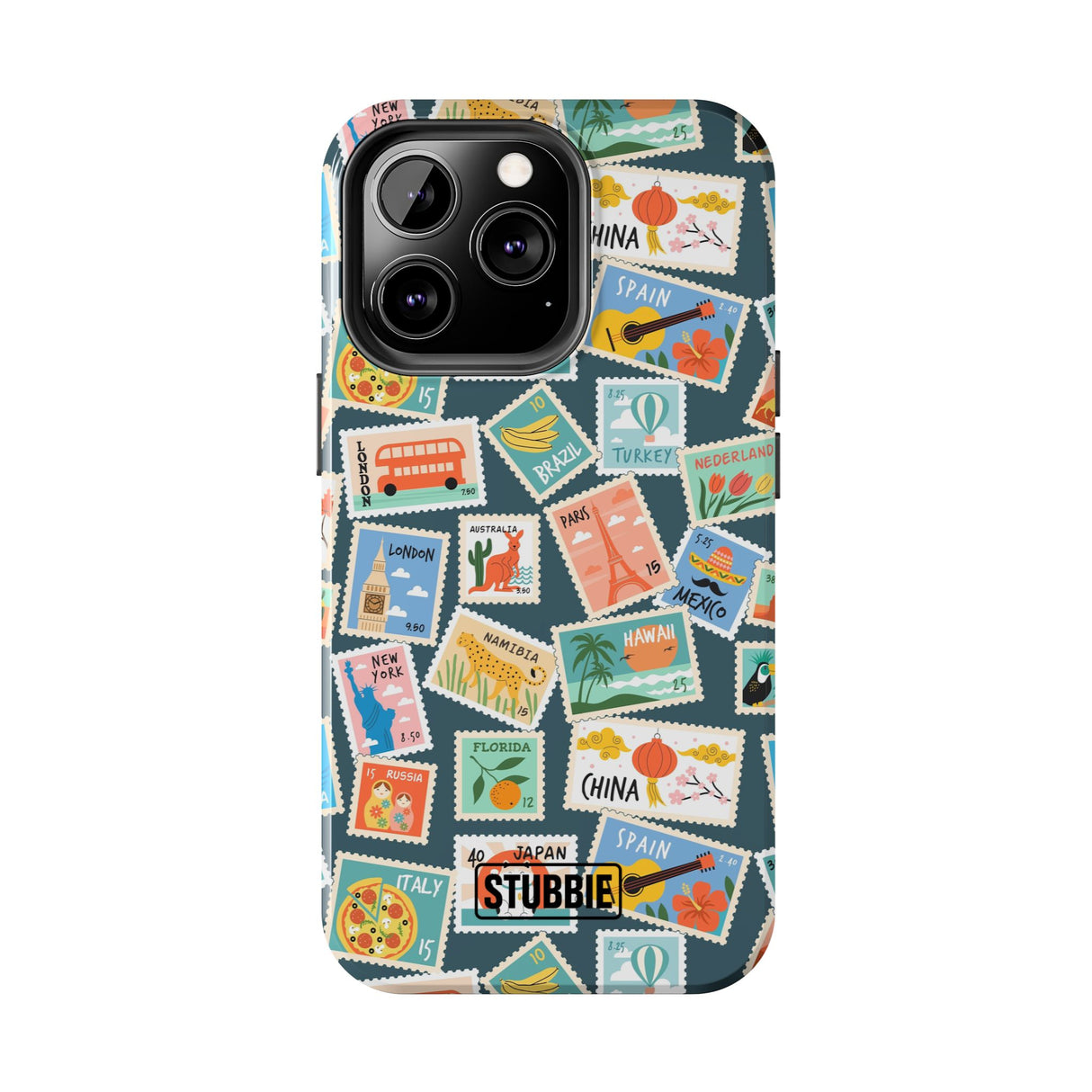 STUBBIE Phone Case for Apple iPhone - My Travel Stamps Stubbie