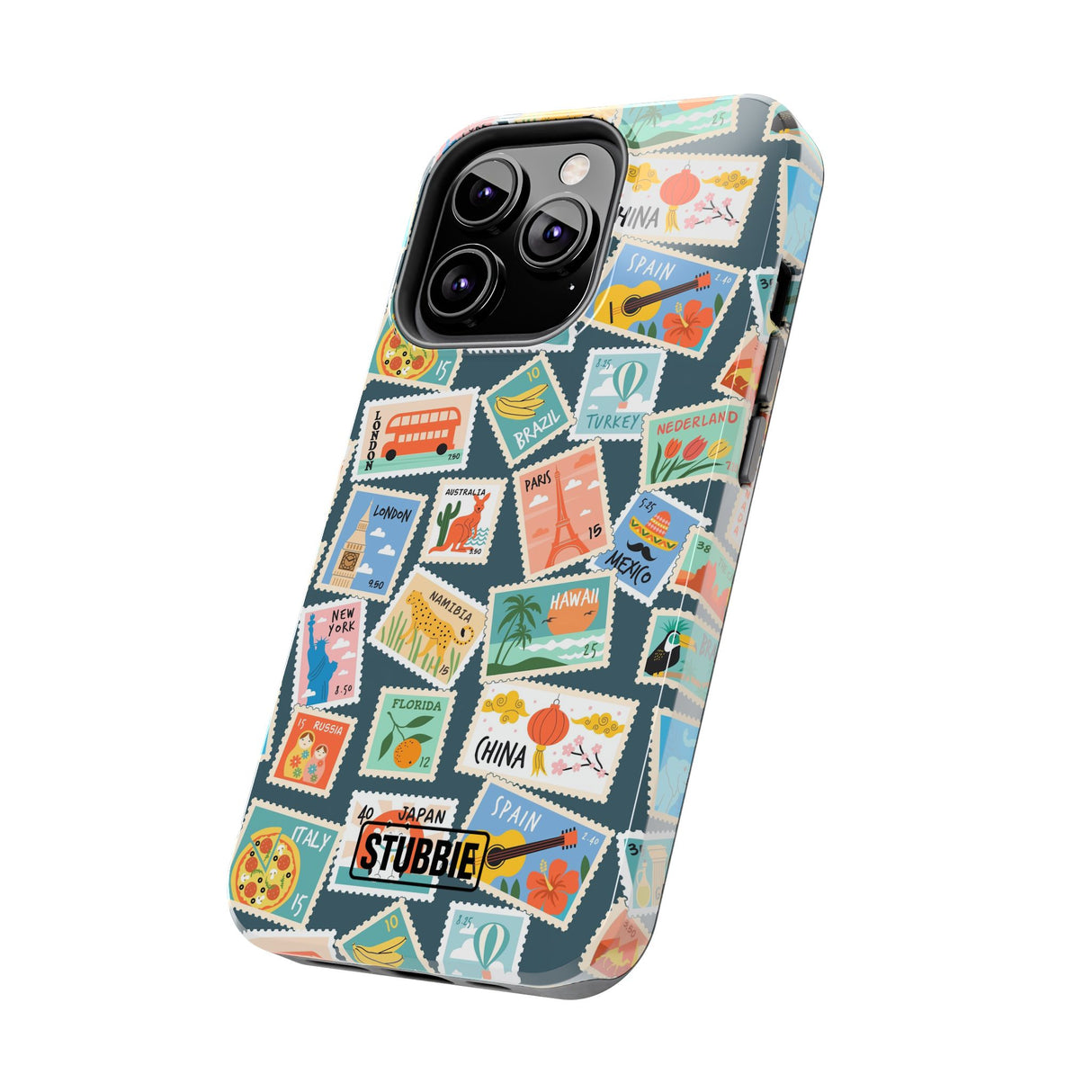 STUBBIE Phone Case for Apple iPhone - My Travel Stamps Stubbie