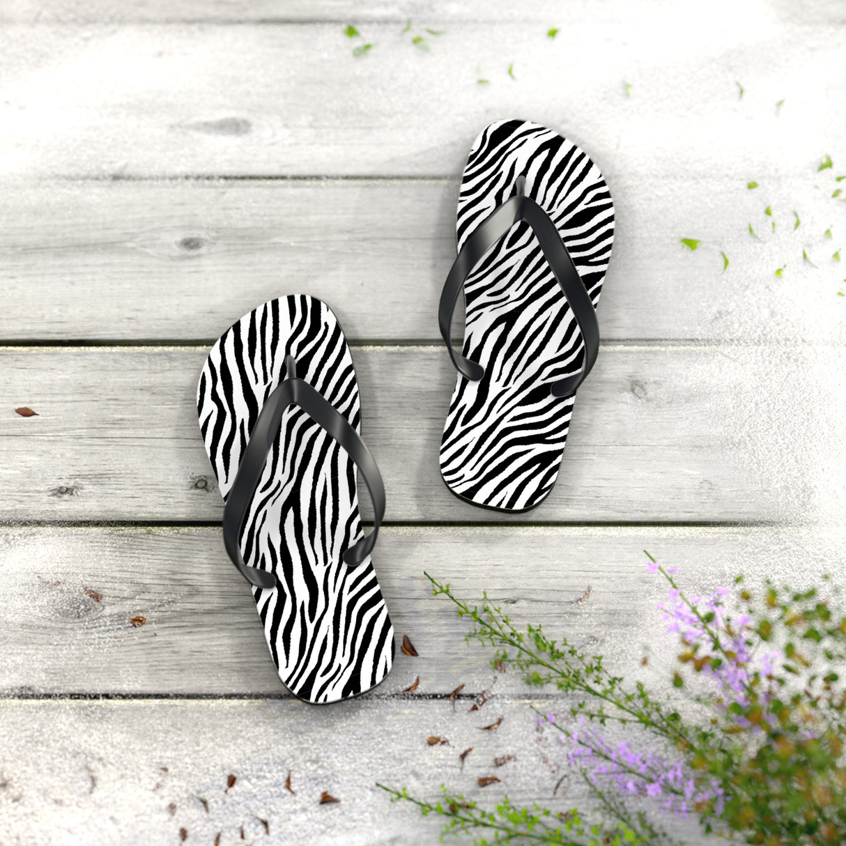 Zebra Flip Flops