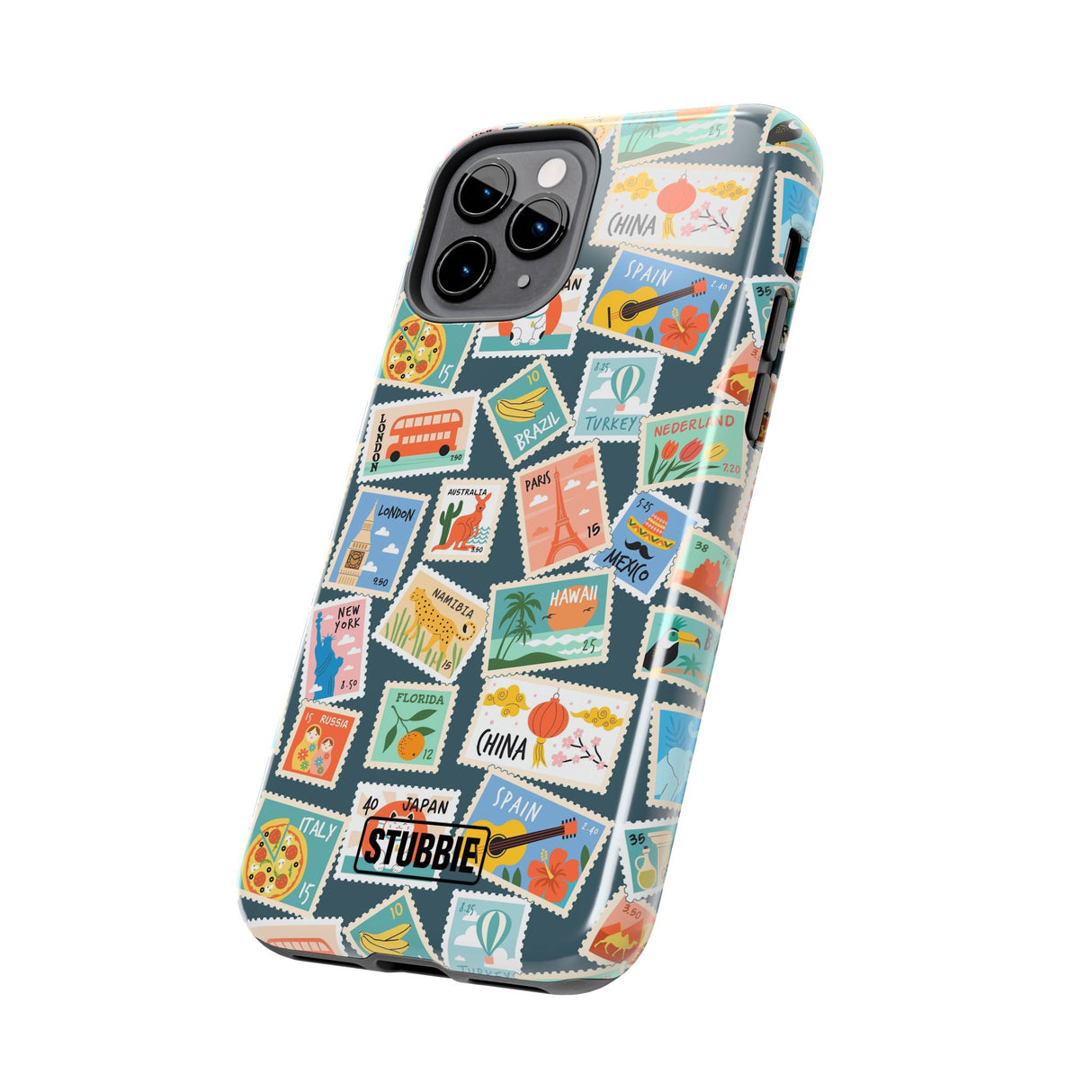 STUBBIE Phone Case for Apple iPhone - My Travel Stamps Stubbie
